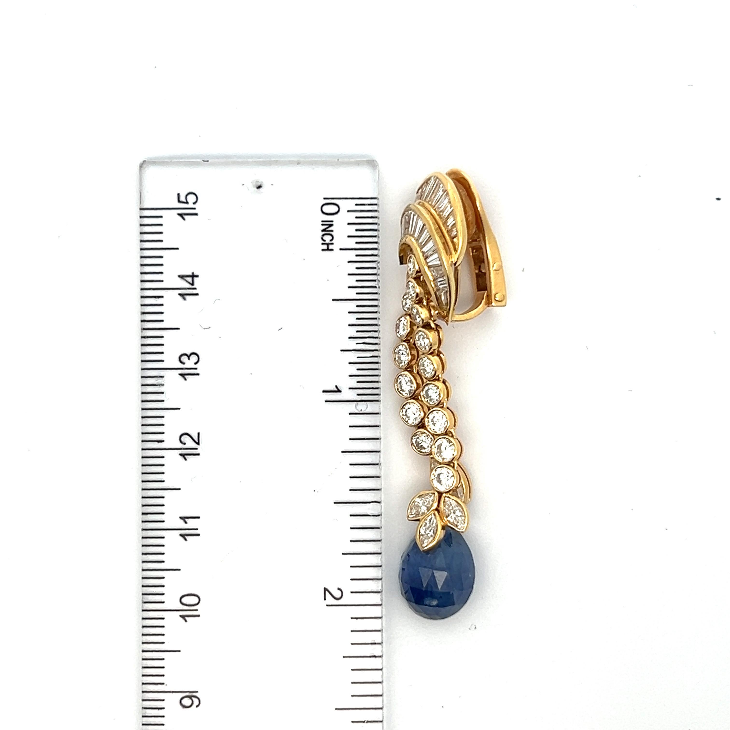 Women's Yellow and Blue Sapphire Earrings For Sale