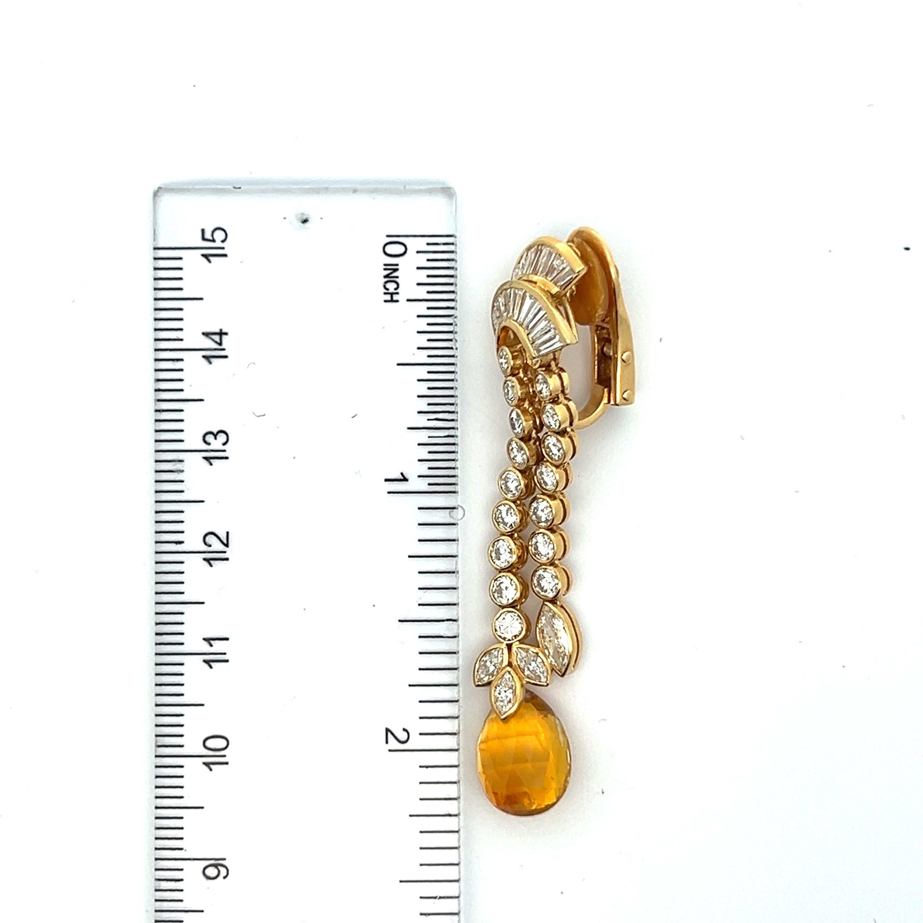 Yellow and Blue Sapphire Earrings For Sale 1