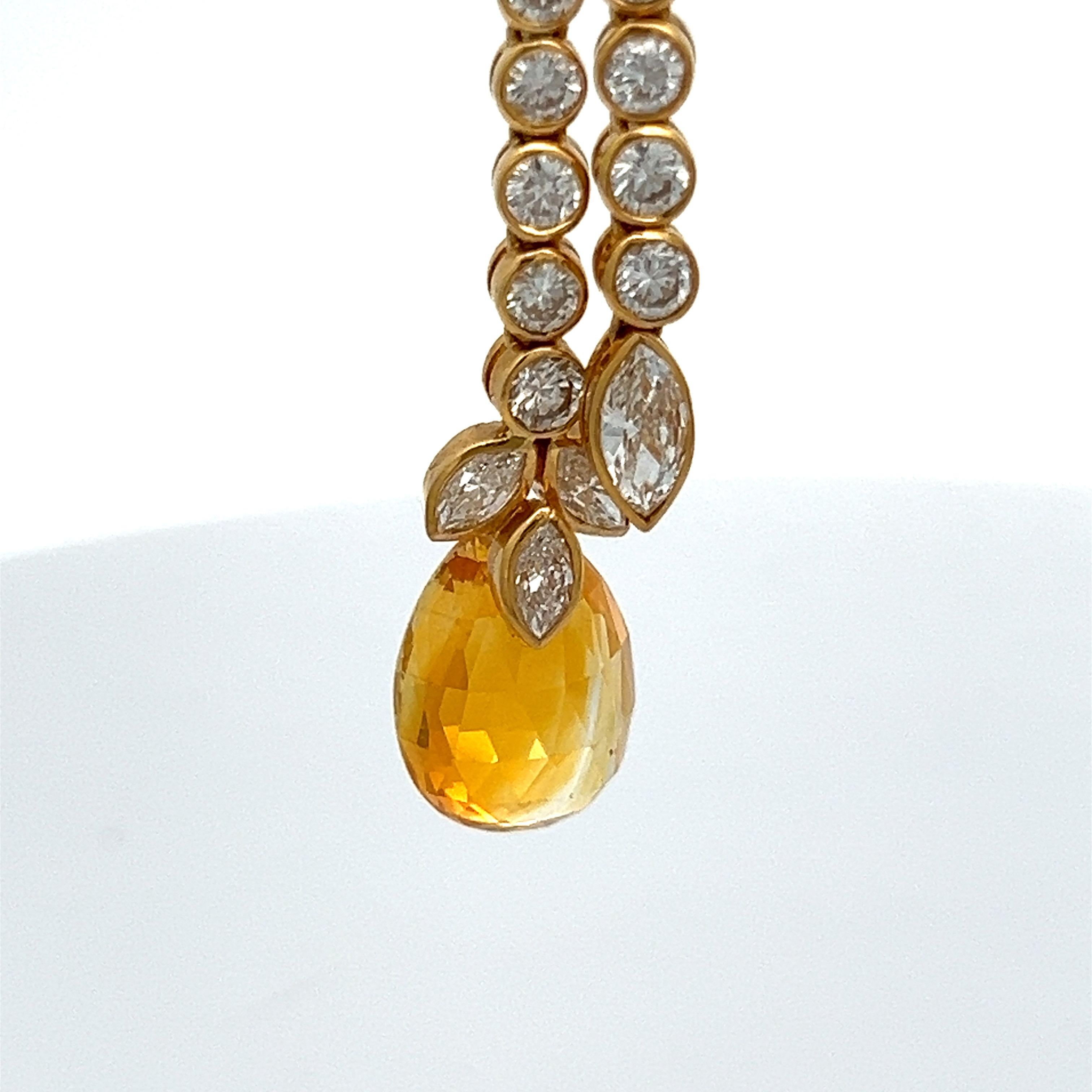 Yellow and Blue Sapphire Earrings For Sale 3