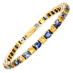 Vintage Yellow and Blue Sapphire Tennis Bracelet