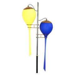 Yellow and Blue Stilnovo Lamp, Mid-20th Century