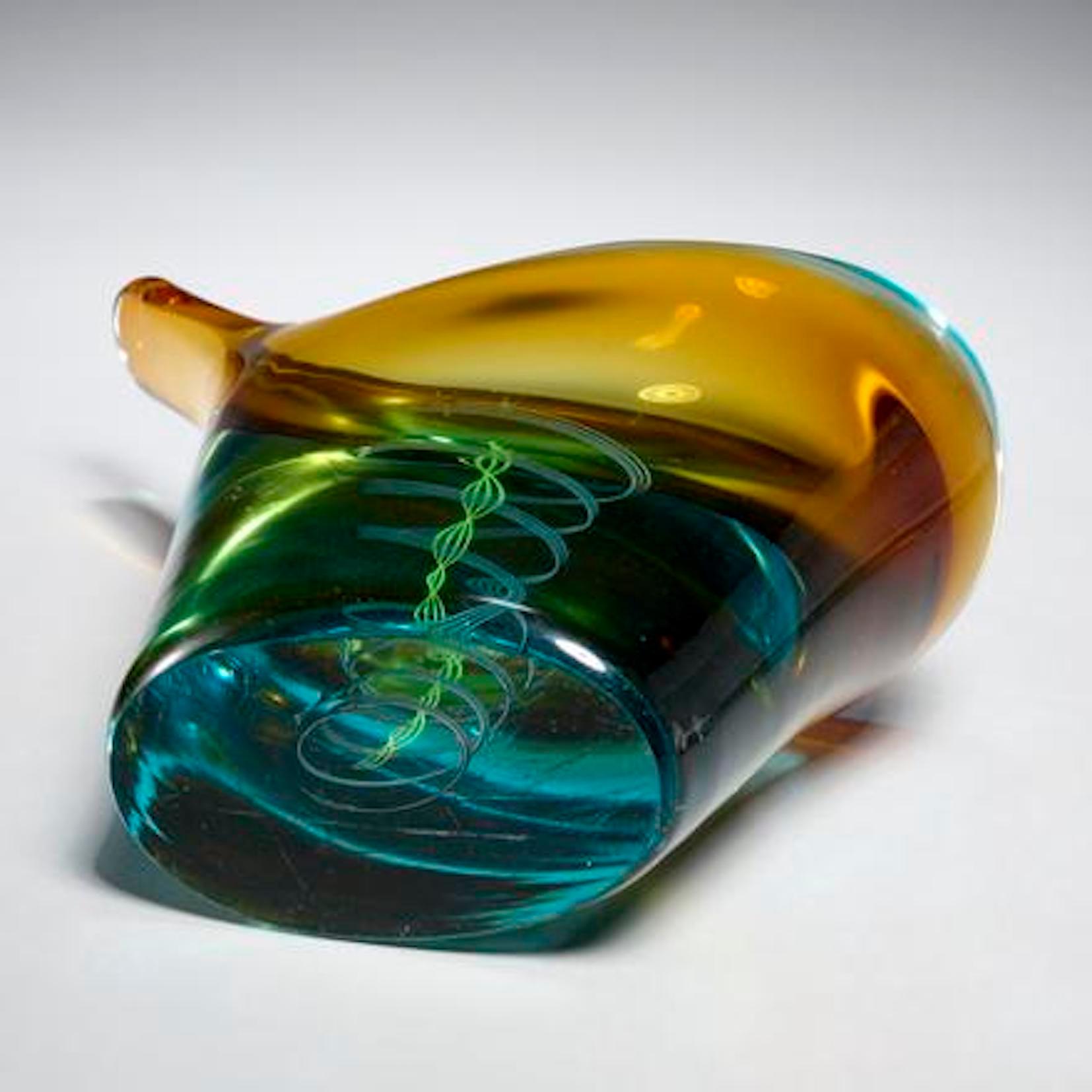 Yellow and Blue summerso glass by Luciano Gaspari for Salviati Pinnacolo In Good Condition For Sale In Montreal, QC