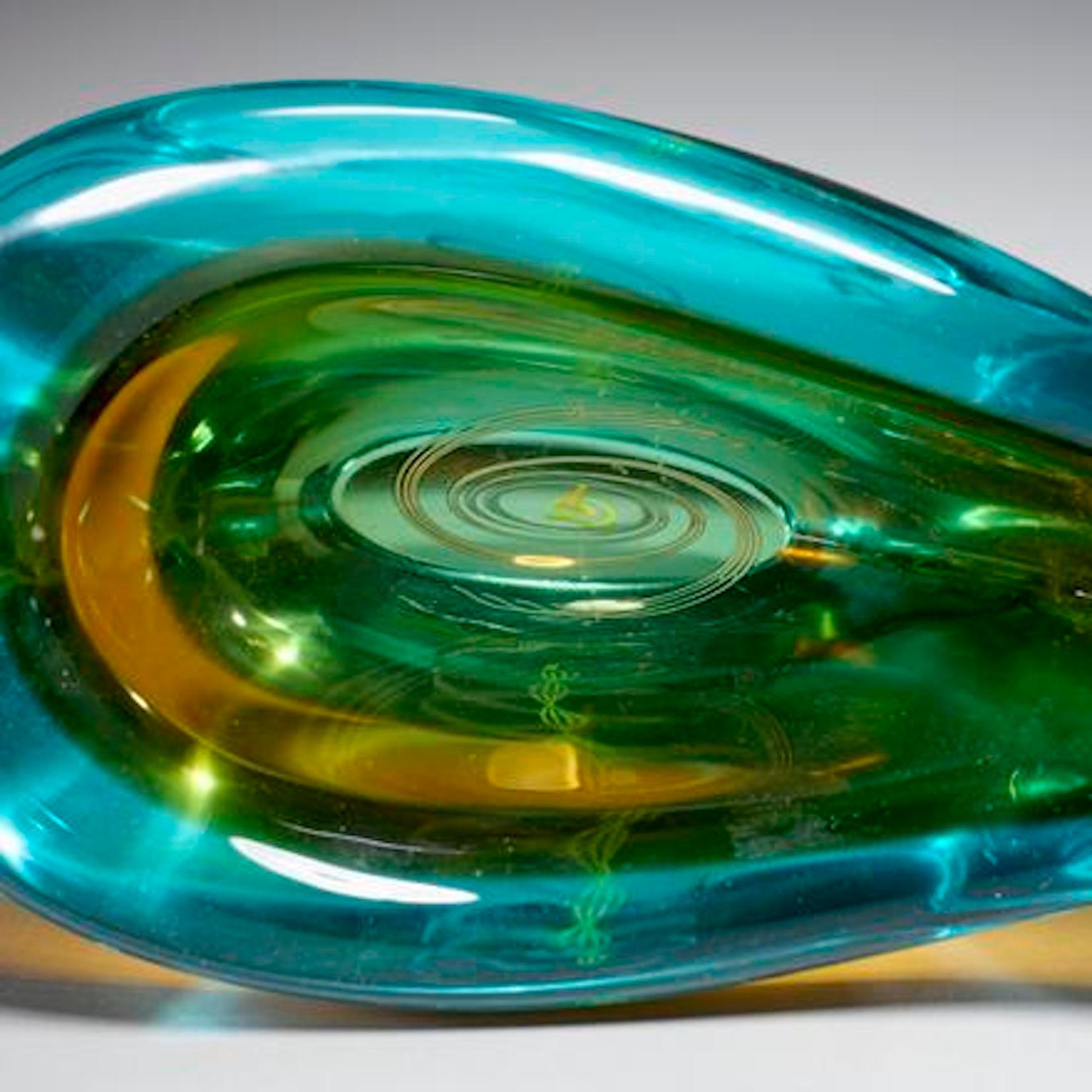 Yellow and Blue summerso glass by Luciano Gaspari for Salviati Pinnacolo In Good Condition For Sale In Montreal, QC