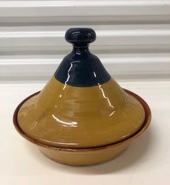 Yellow and Blue Tagine Serving Bowl with Cover