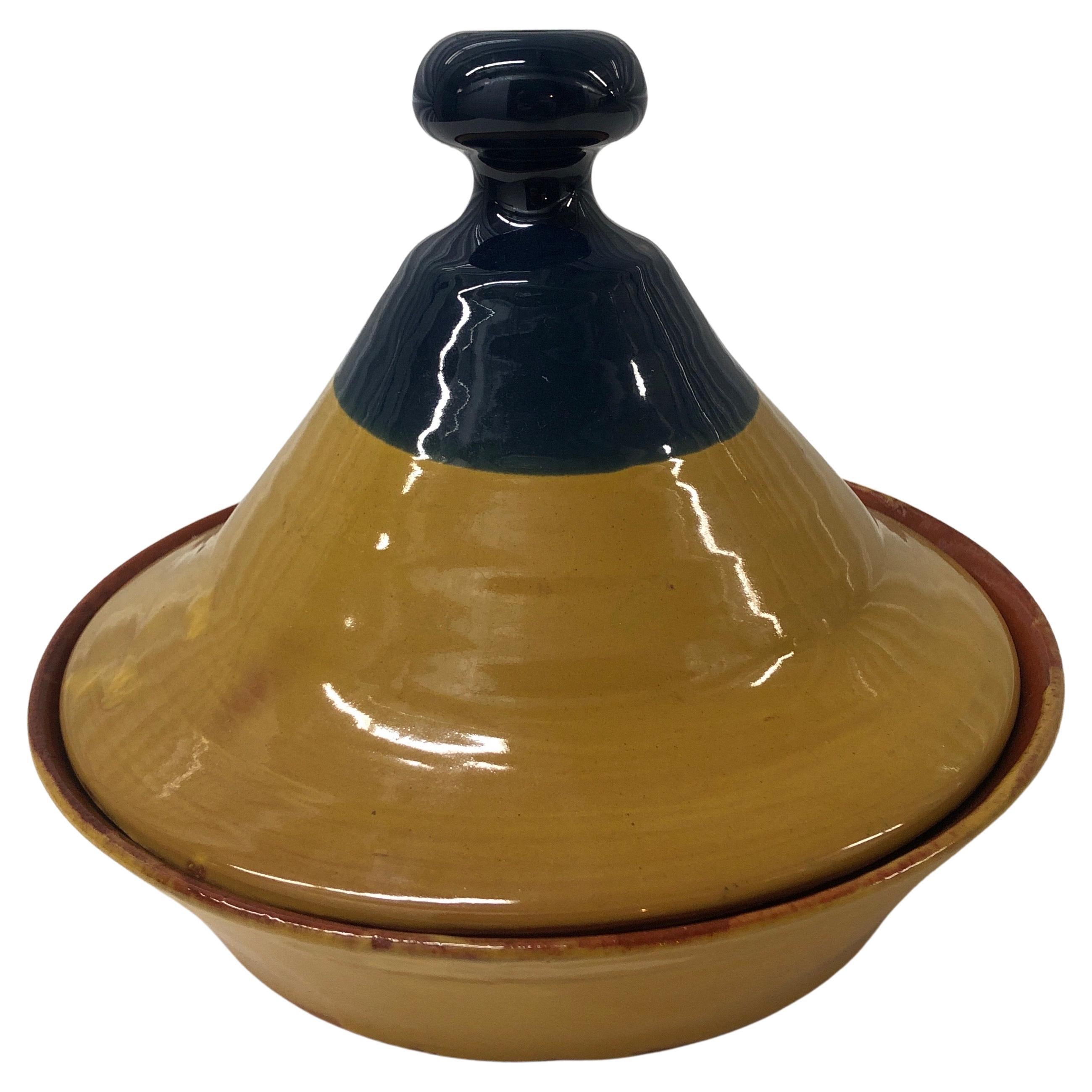Yellow and Blue Tagine Serving Bowl with Cover