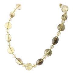 Vintage Yellow and Brown Faceted Glass Bead Necklace
