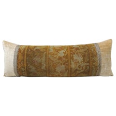 Yellow and Brown Long Needlepoint Tapestry Bolster Pillow
