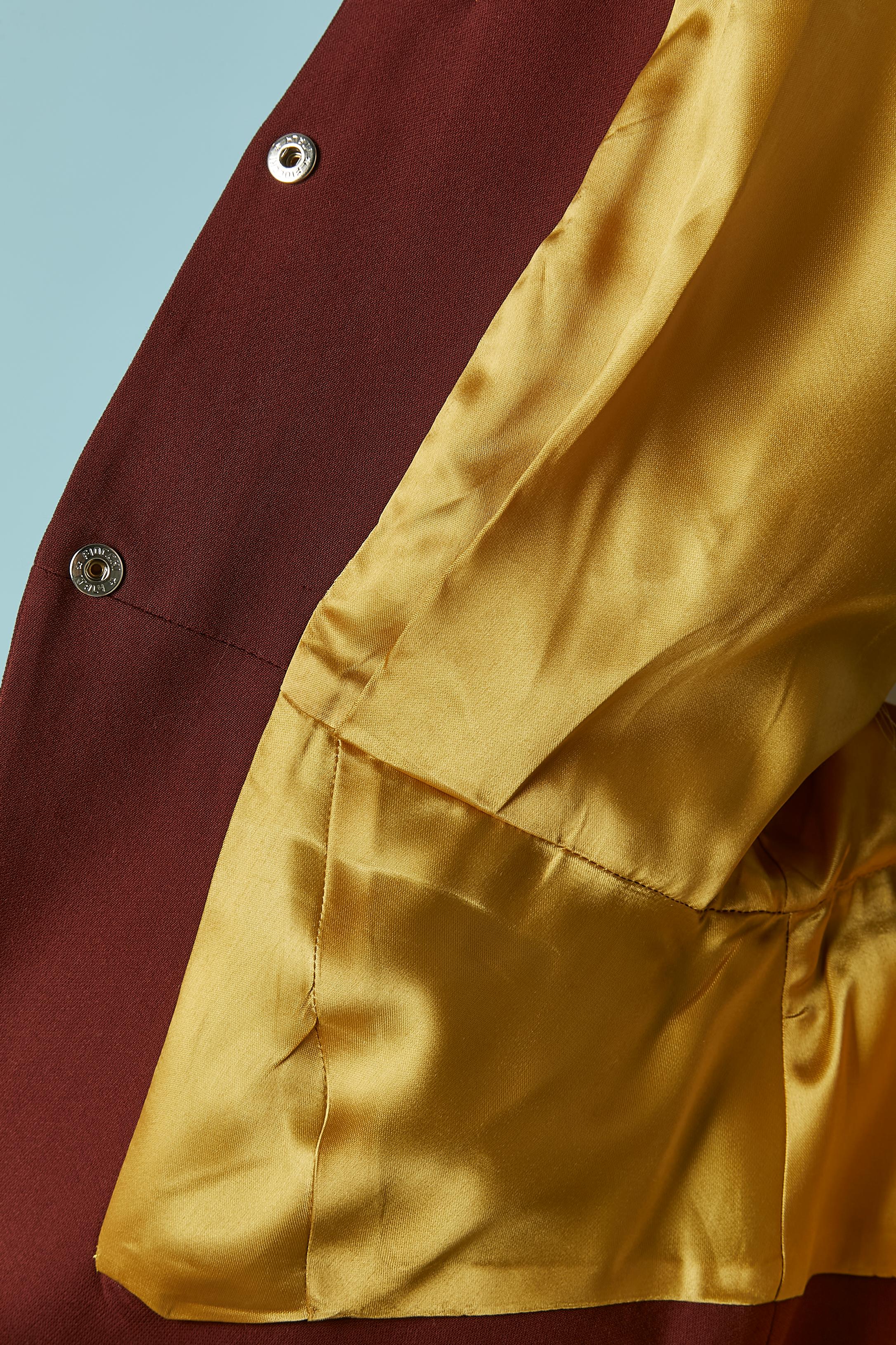 Yellow and brown skirt suit and double-jacket trompe l'oeil Thierry Mugler ACTIV For Sale 8