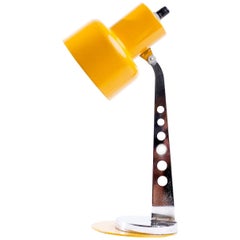 Mid-Century Industrial Yellow and Chrome Table / Desk Lamp, 1970s