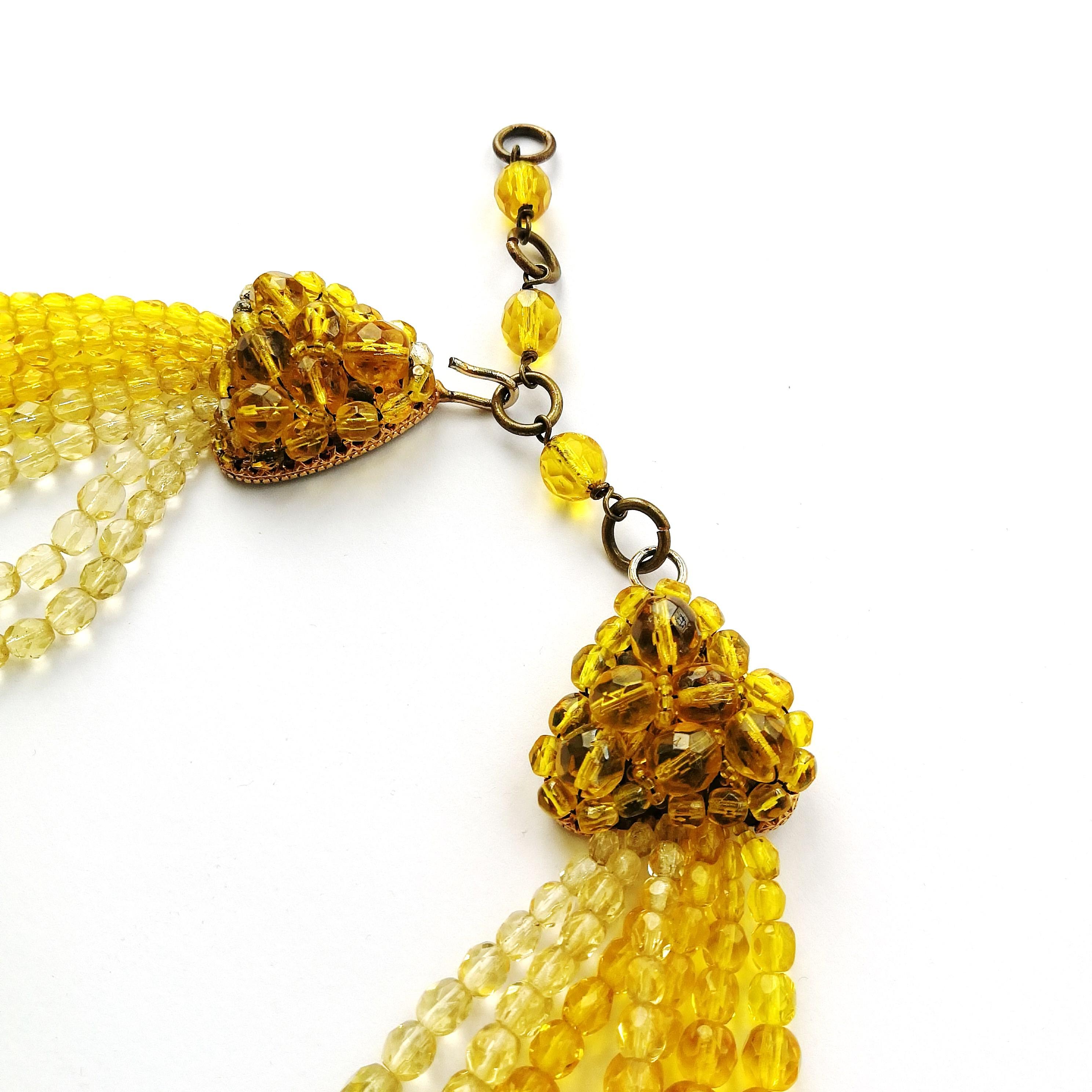 Yellow and clear crystal bead 'twist' necklace, Coppola e Toppo 1950s 5