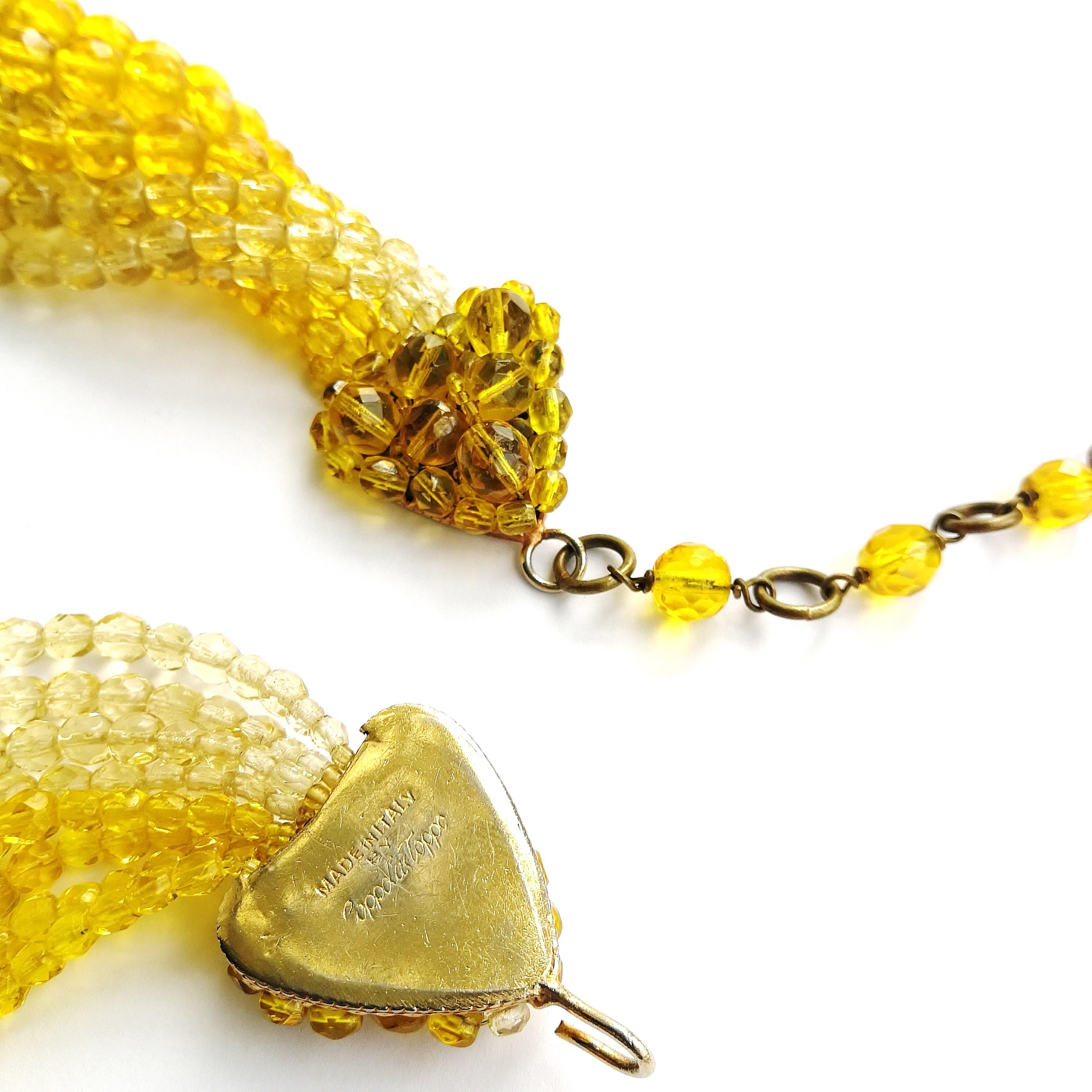 Yellow and clear crystal bead 'twist' necklace, Coppola e Toppo 1950s 2