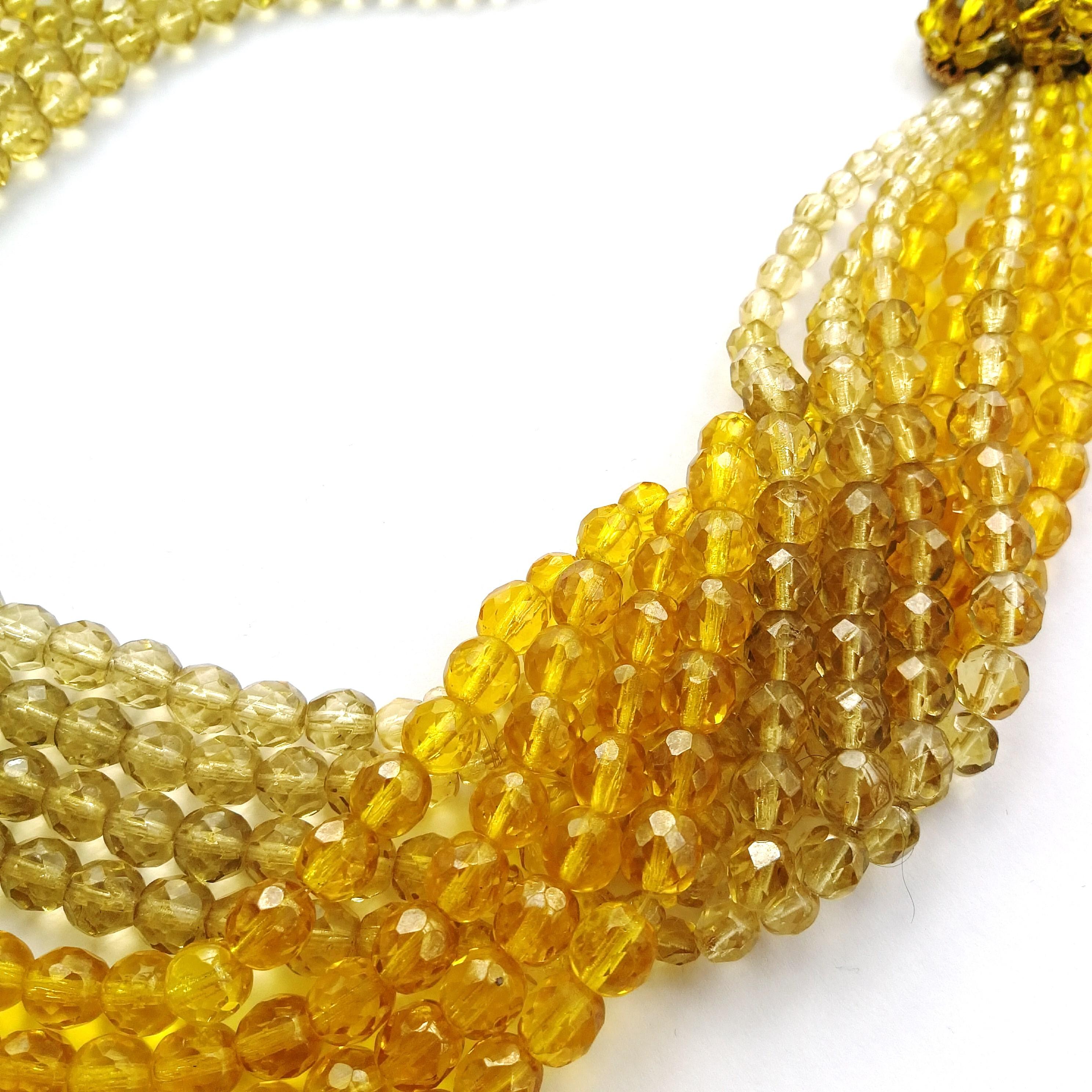 Women's Yellow and clear crystal bead 'twist' necklace, Coppola e Toppo 1950s