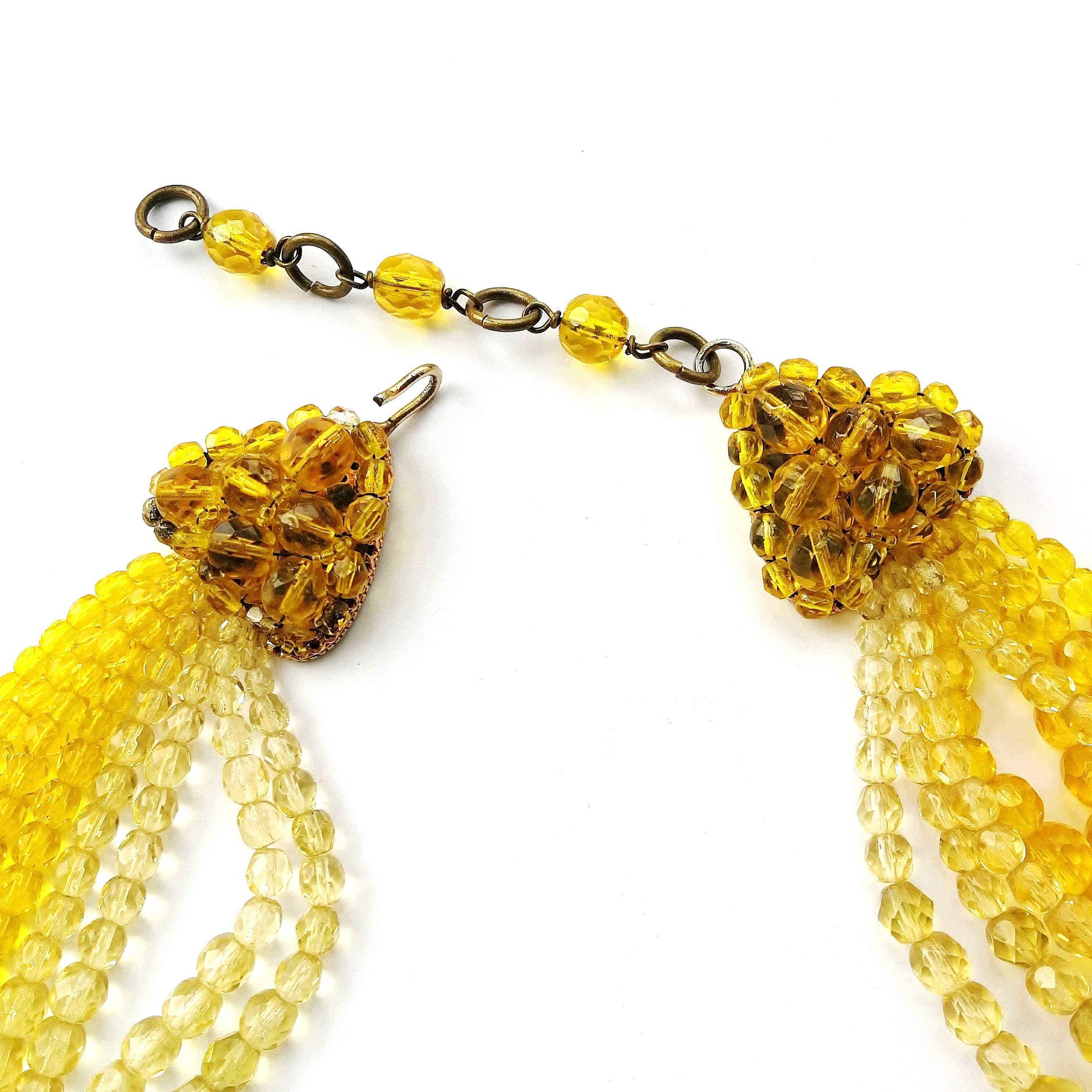 Yellow and clear crystal bead 'twist' necklace, Coppola e Toppo 1950s 4