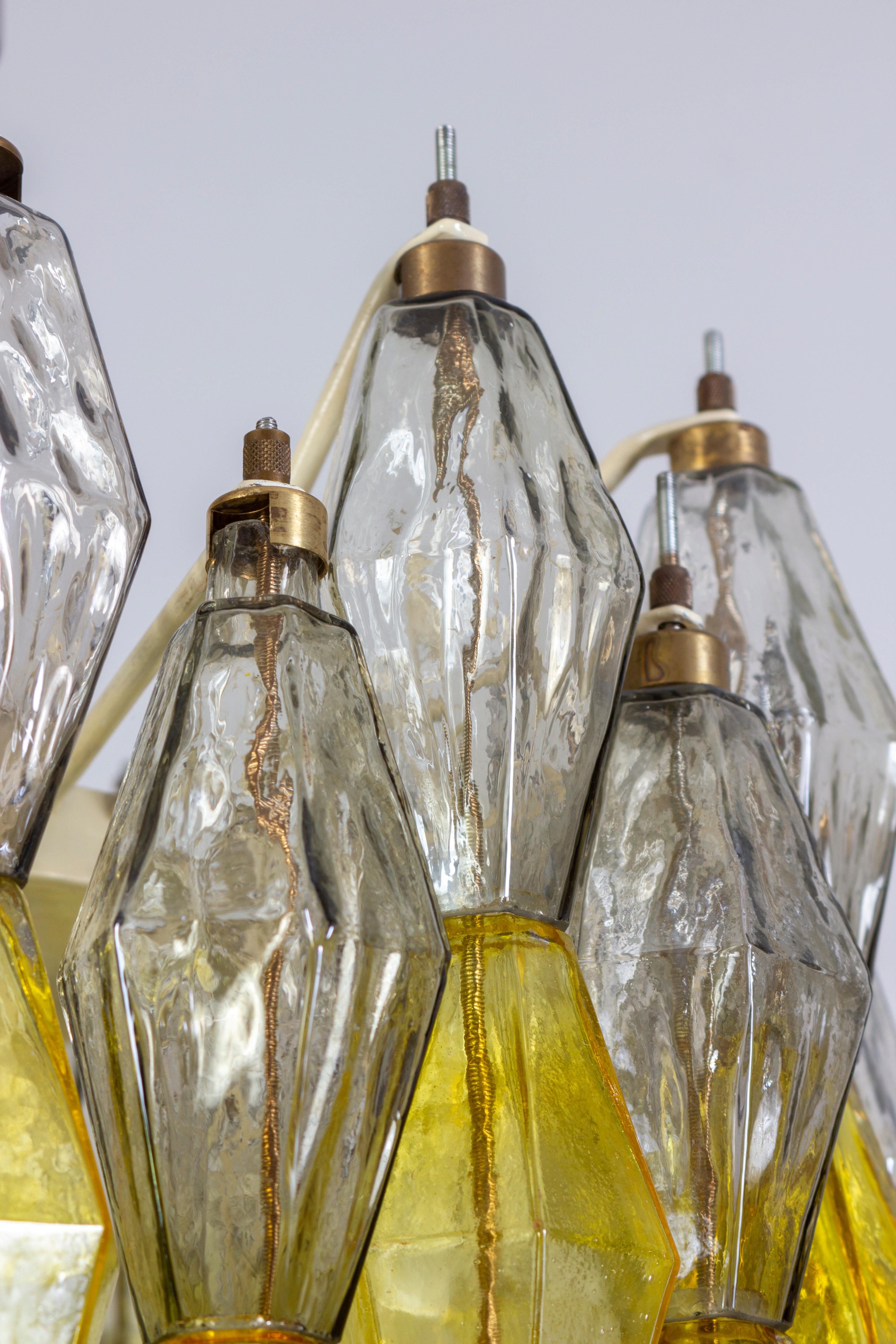 Lampadario giallo e trasparente in Poliedri Carlo Scarpa Venini Variation, 1980' in vendita 3