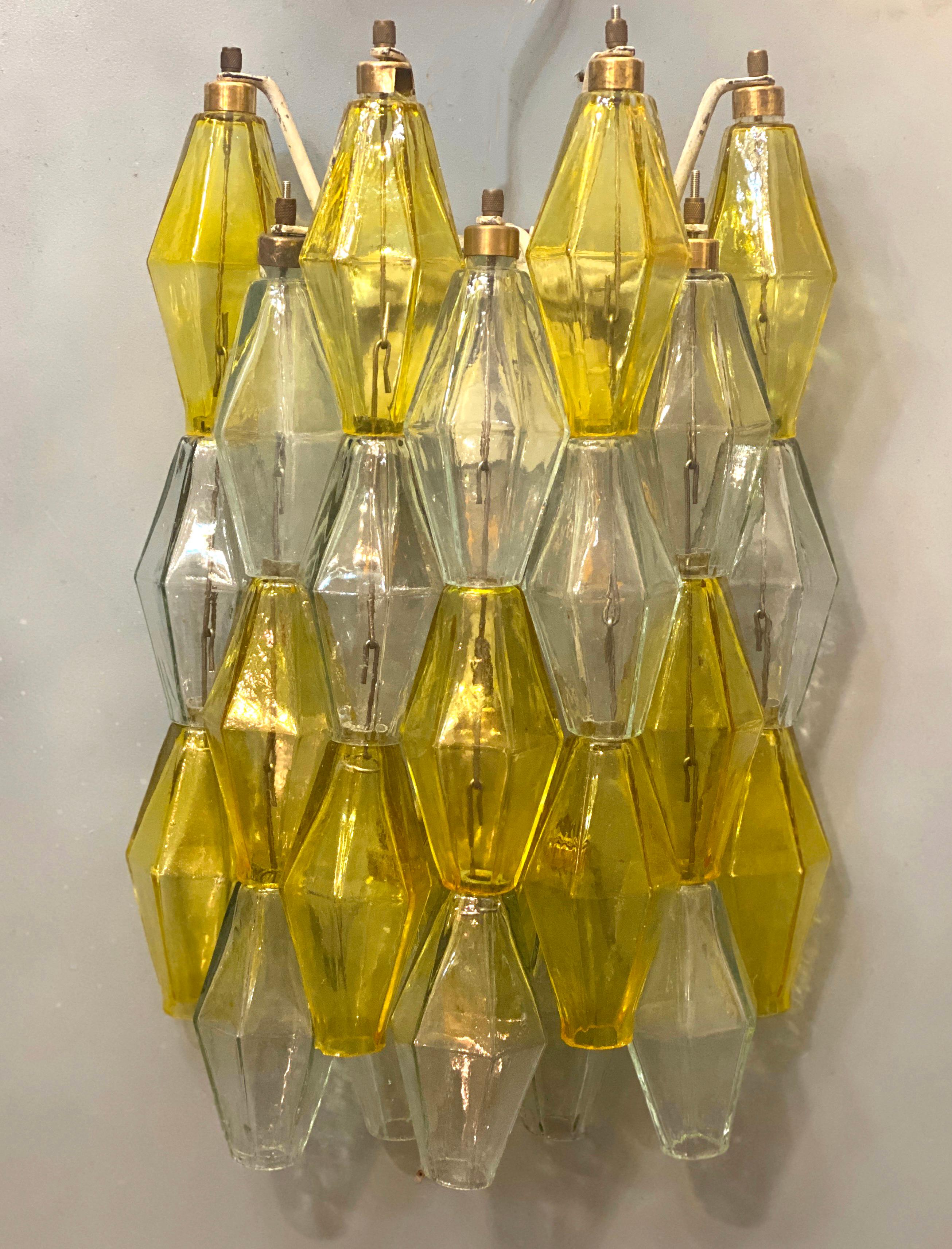 Lampadario giallo e trasparente in Poliedri Carlo Scarpa Venini Variation, 1980' in vendita 6