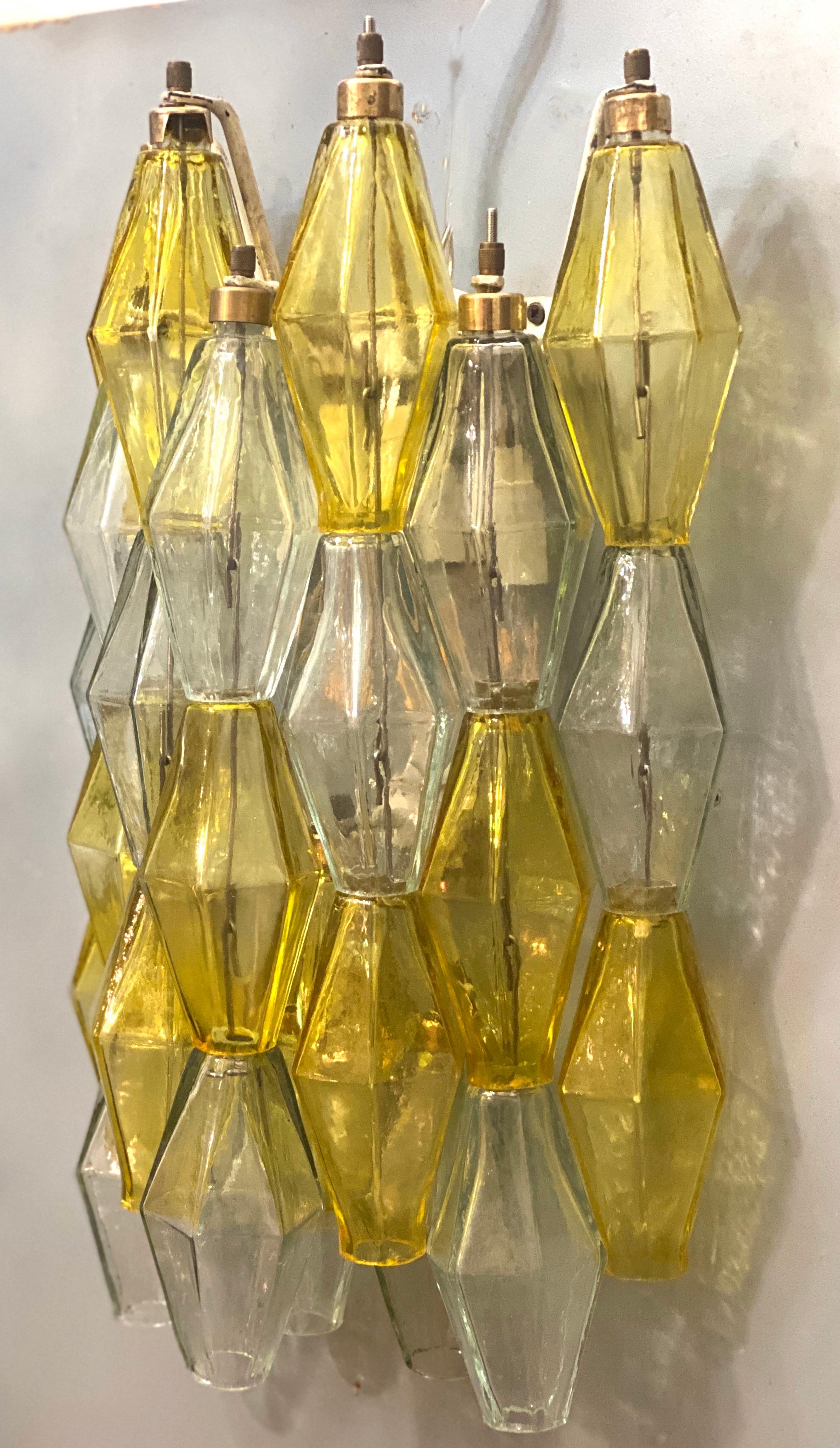 Lampadario giallo e trasparente in Poliedri Carlo Scarpa Venini Variation, 1980' in vendita 7