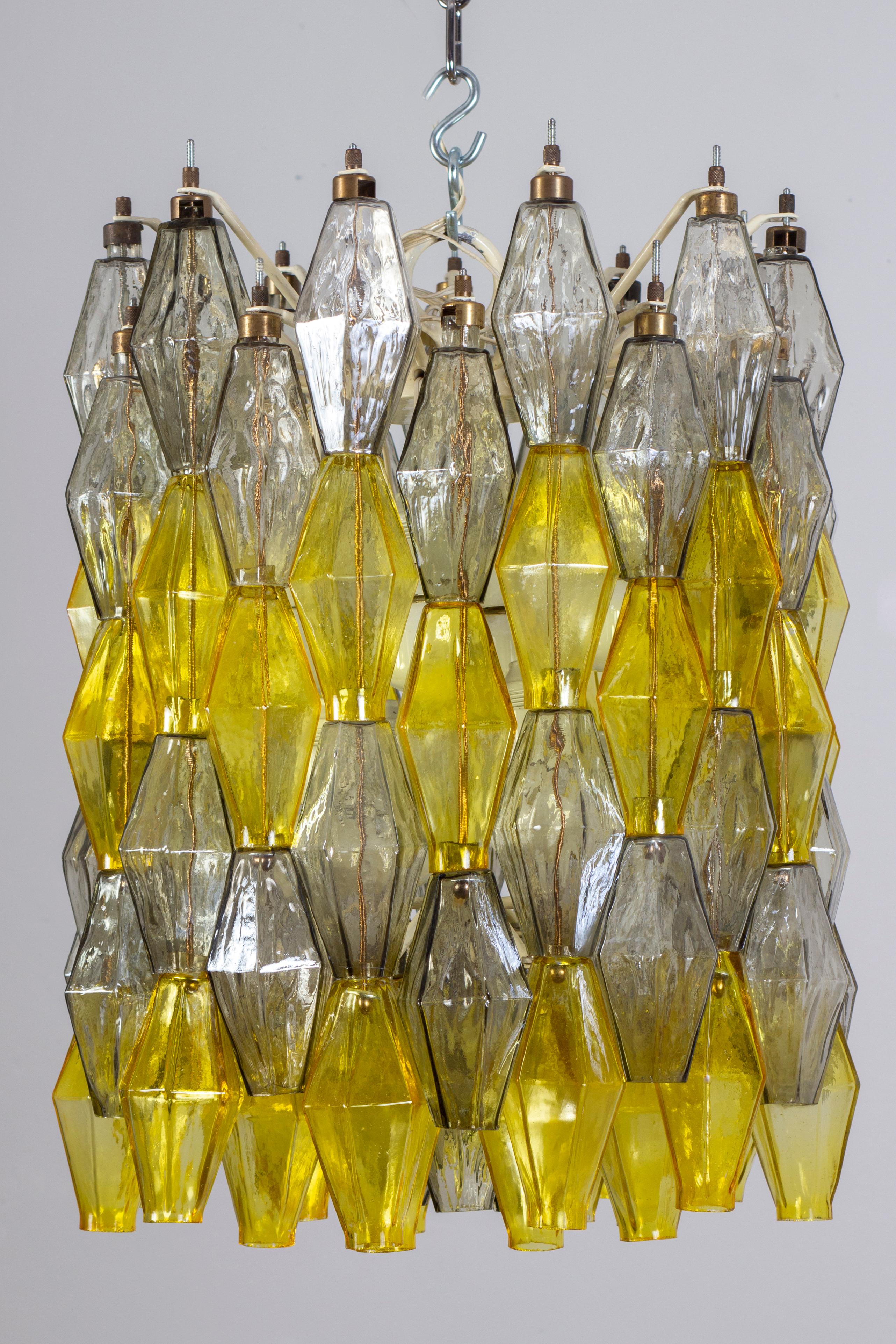 Lampadario giallo e trasparente in Poliedri Carlo Scarpa Venini Variation, 1980' In condizioni ottime in vendita a Rome, IT