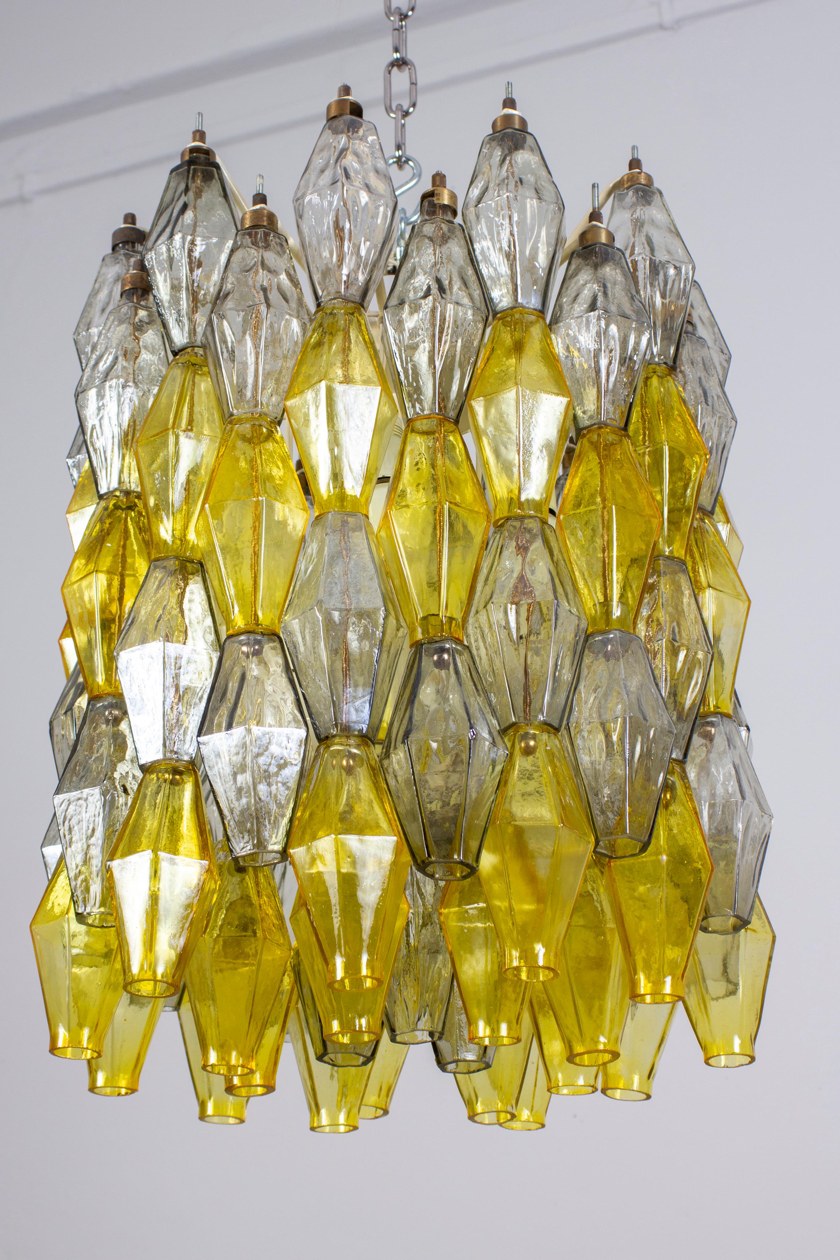 Fine XX secolo Lampadario giallo e trasparente in Poliedri Carlo Scarpa Venini Variation, 1980' in vendita