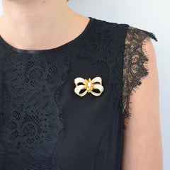 NALLY Yellow and Colorless Diamond Bow Brooch