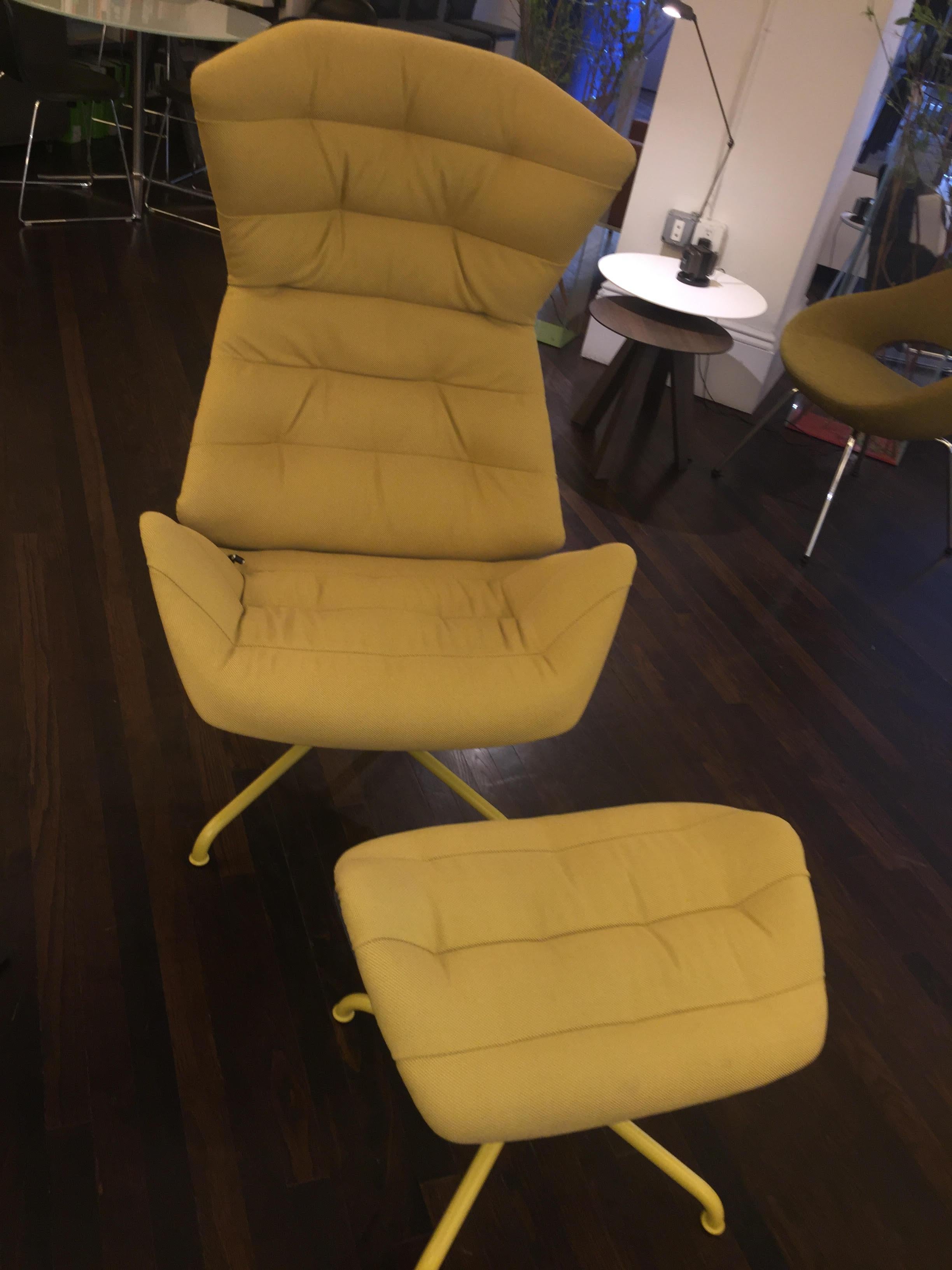 European Yellow and Gray Thonet 808 Recliner Lounge Chair