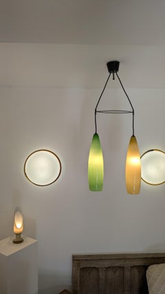 Yellow and green double Murano Glass pendant light