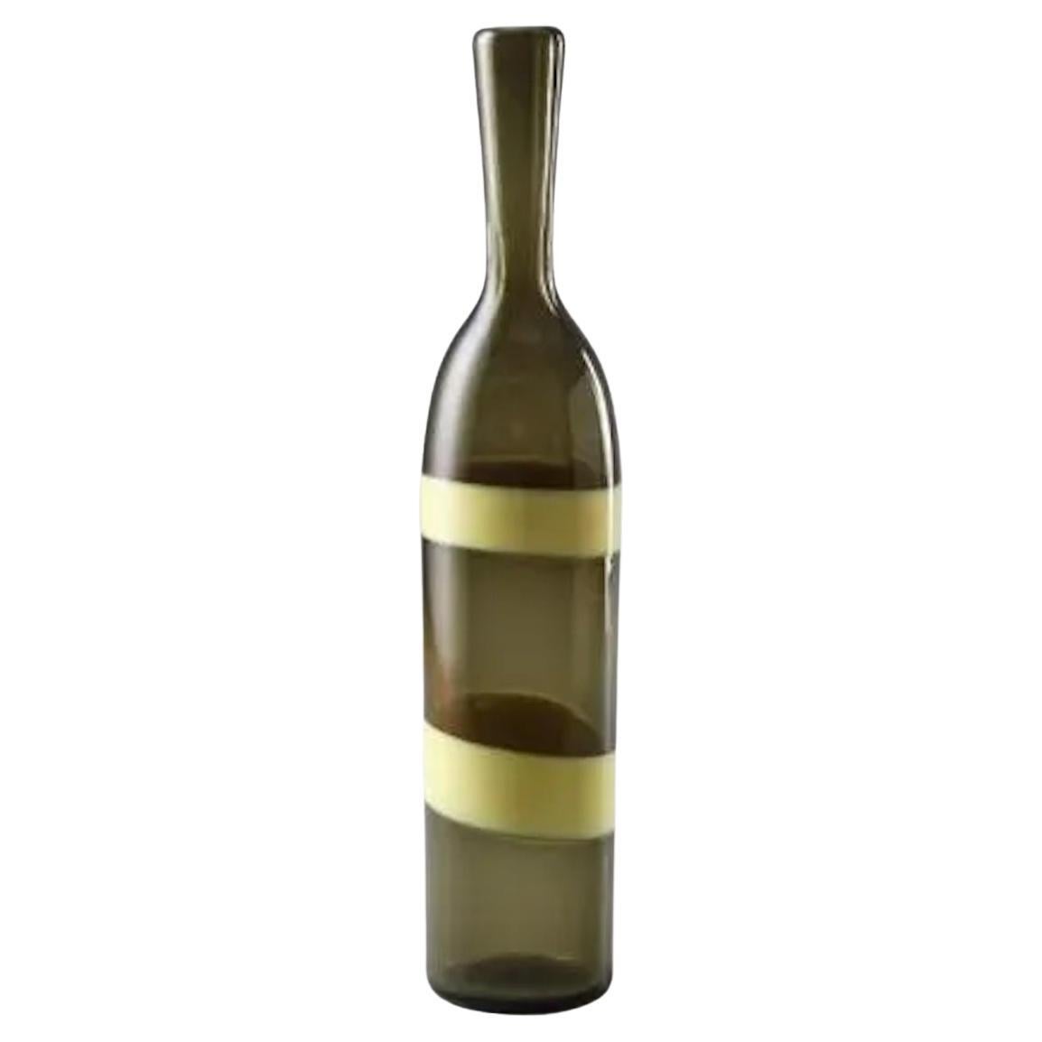 Yellow and Green Glass Bottle by Fulvio Bianconi for Venini. For Sale