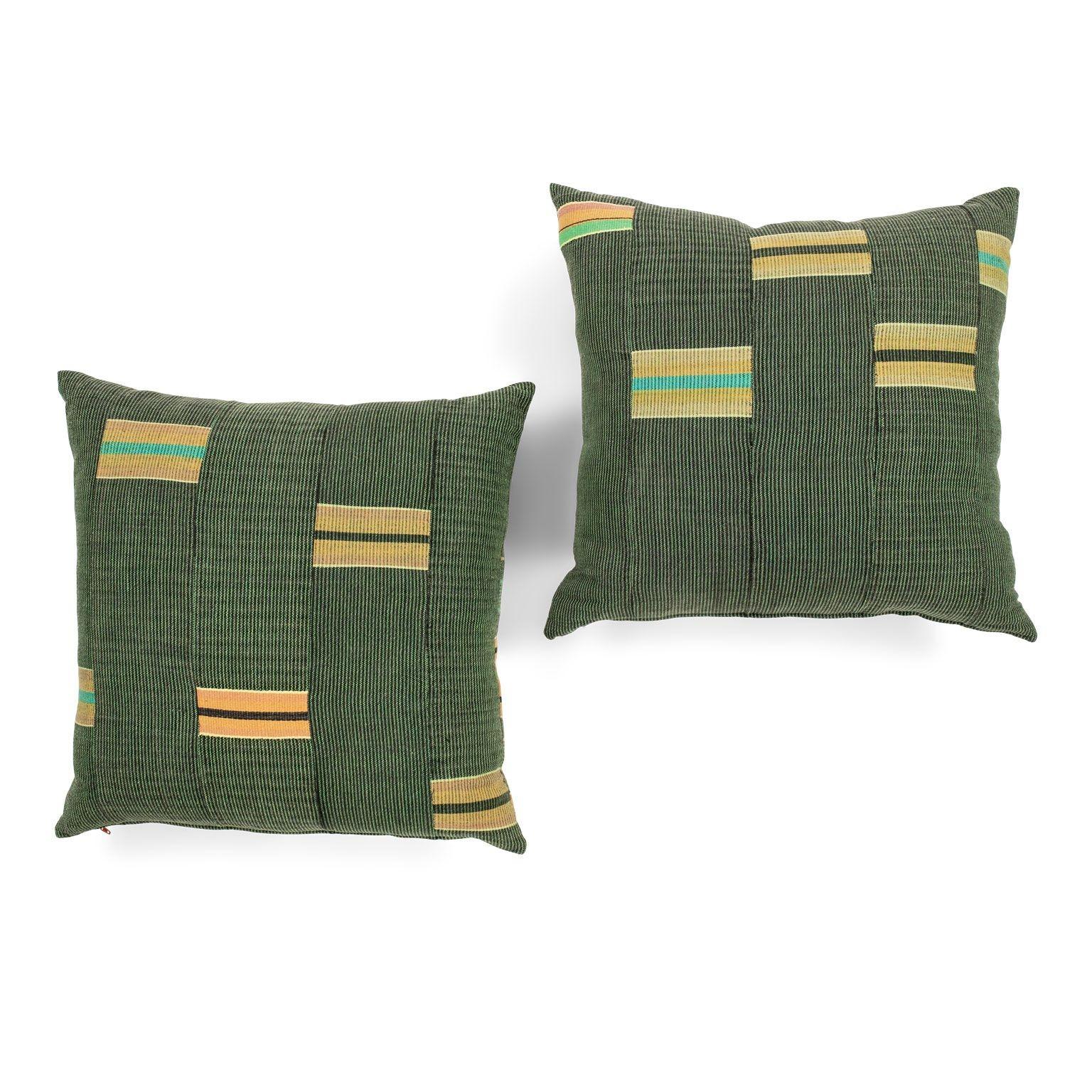 American Yellow and Green Nwentoma Cloth Cushions