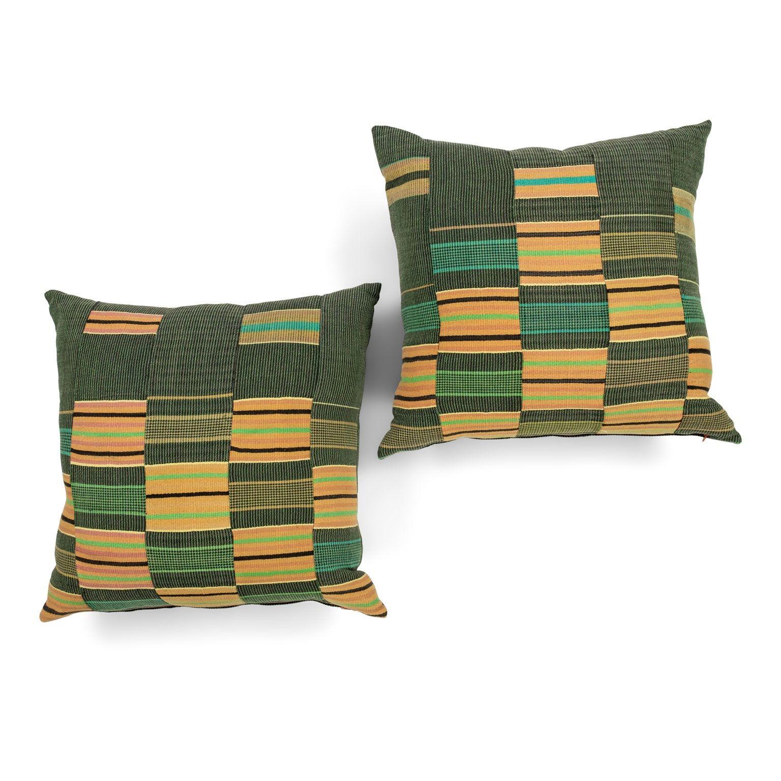 Cast Yellow and Green Nwentoma Cloth Cushions