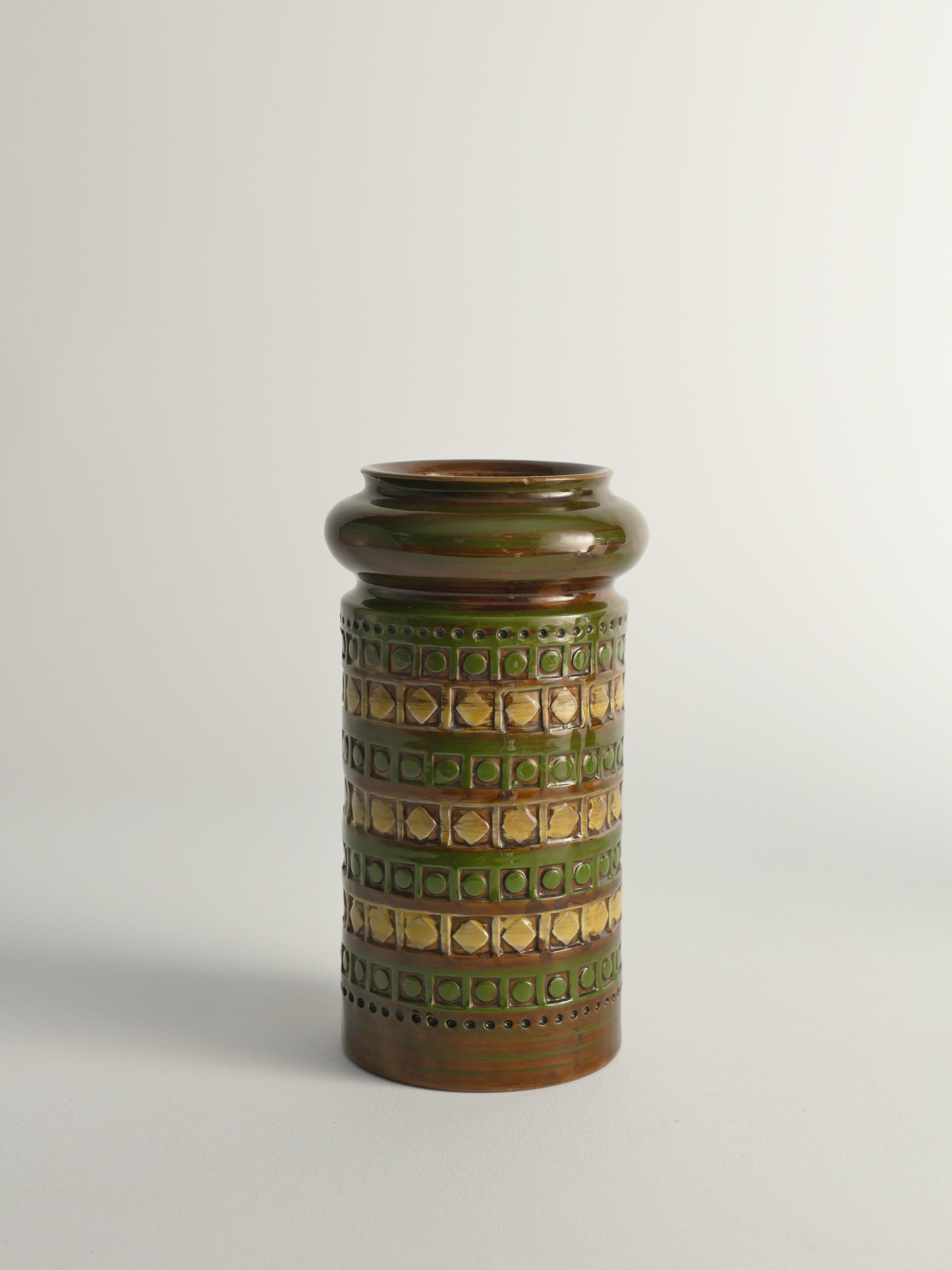 Vases en grès jaune et vert d'Aldo Londi pour Bitossi, Italie, lot de 3 en vente 3