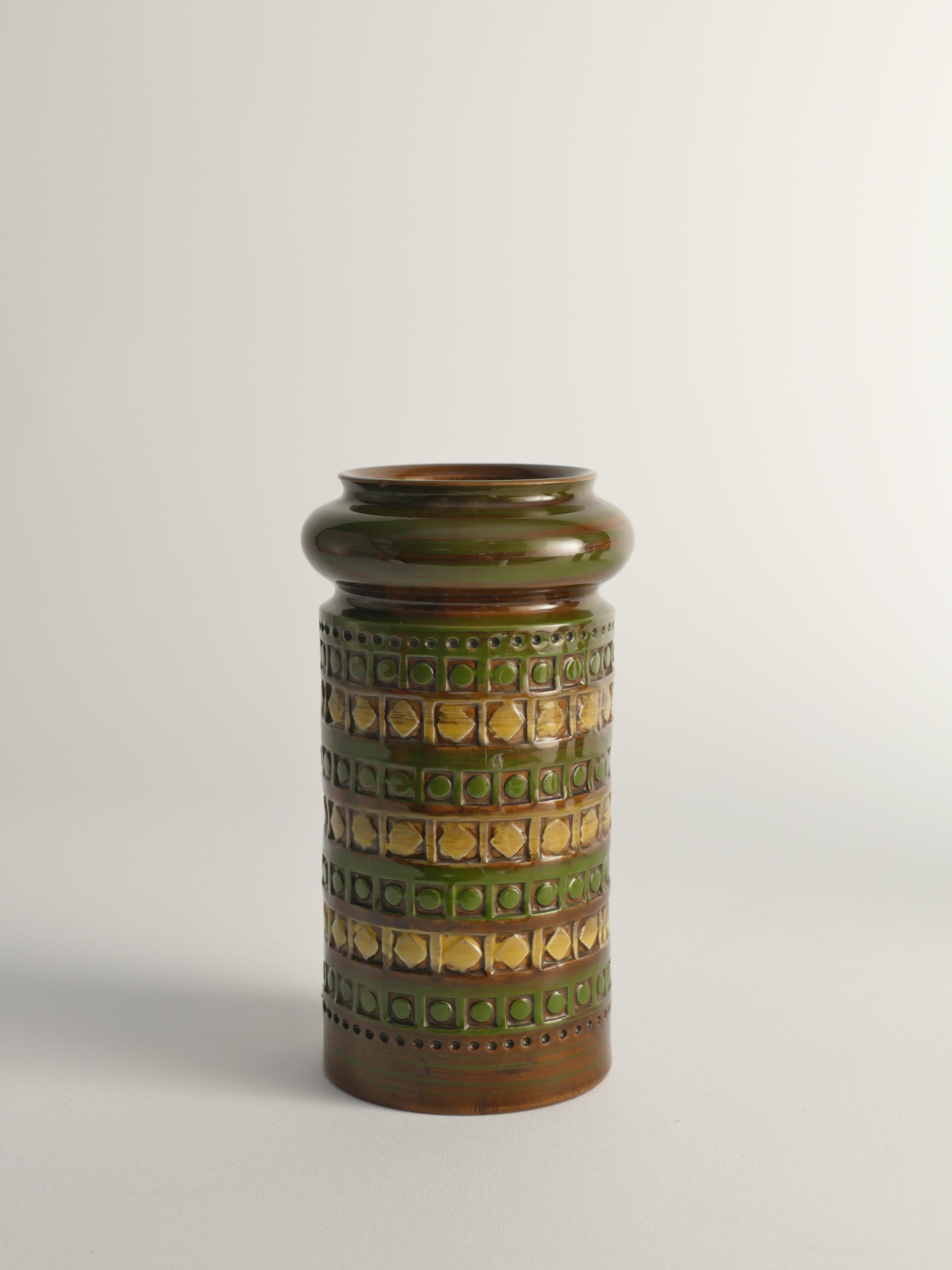 Vases en grès jaune et vert d'Aldo Londi pour Bitossi, Italie, lot de 3 en vente 6