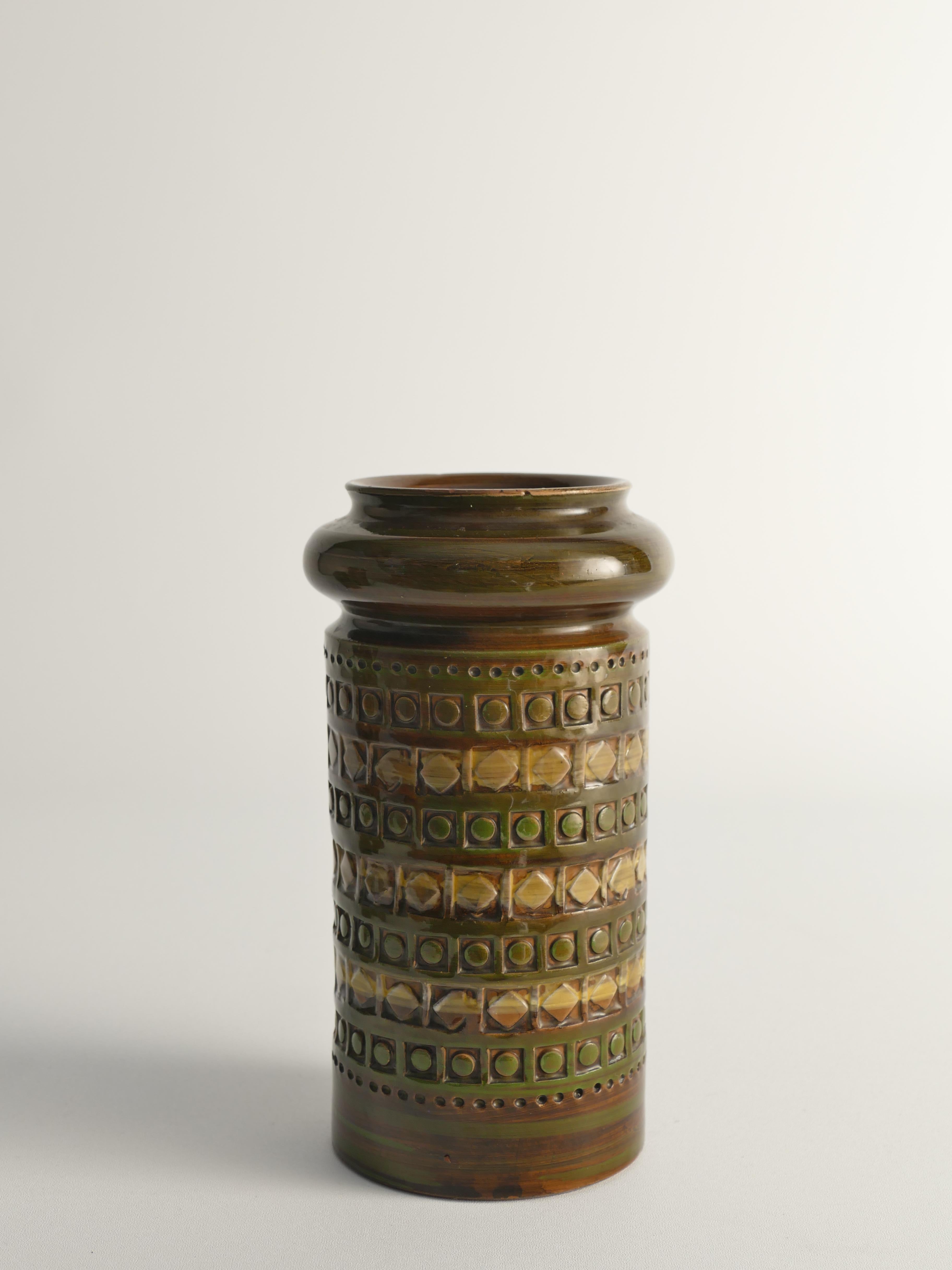 Vernissé Vases en grès jaune et vert d'Aldo Londi pour Bitossi, Italie, lot de 3 en vente