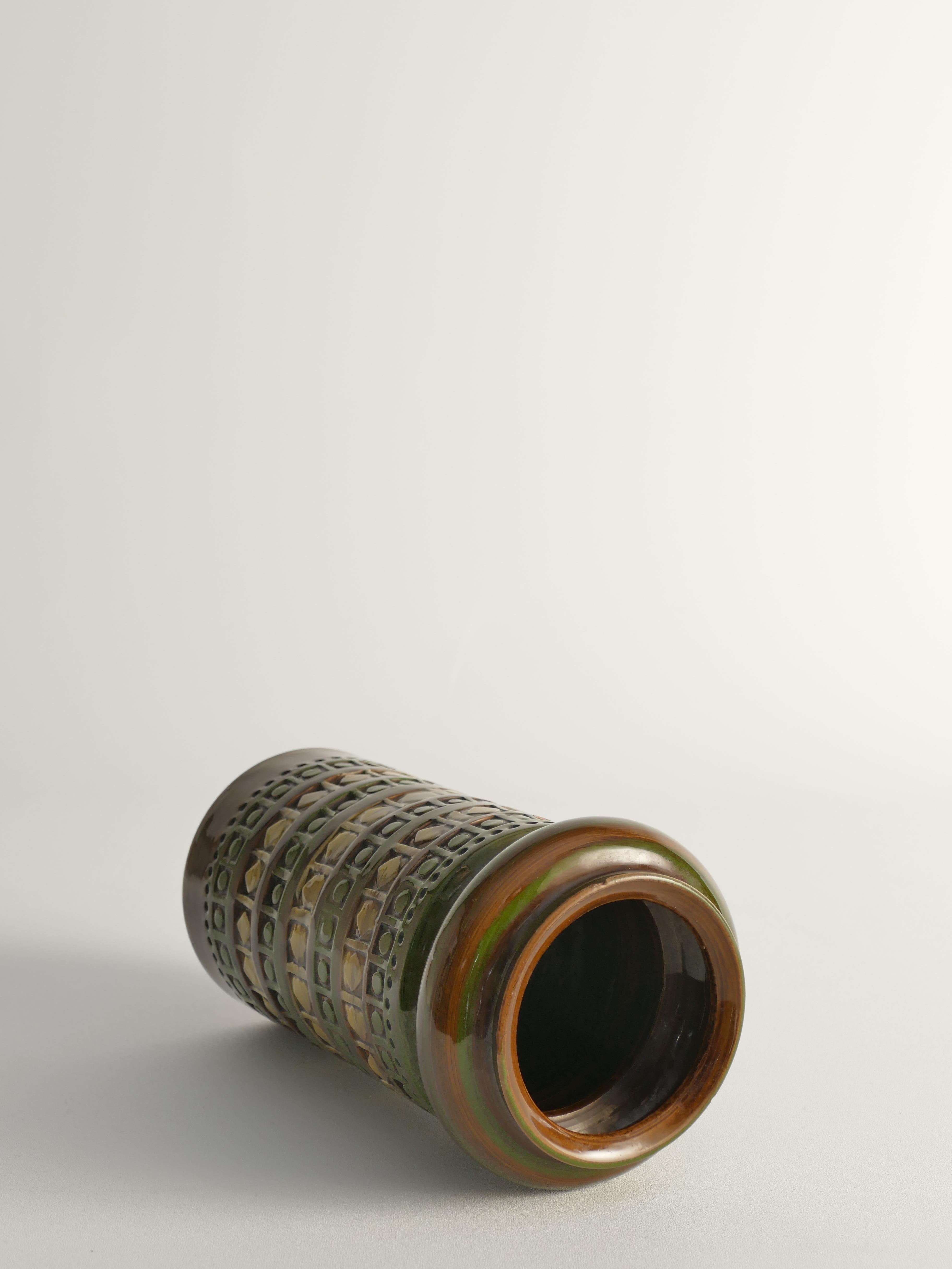 Vases en grès jaune et vert d'Aldo Londi pour Bitossi, Italie, lot de 3 Bon état - En vente à Grythyttan, SE