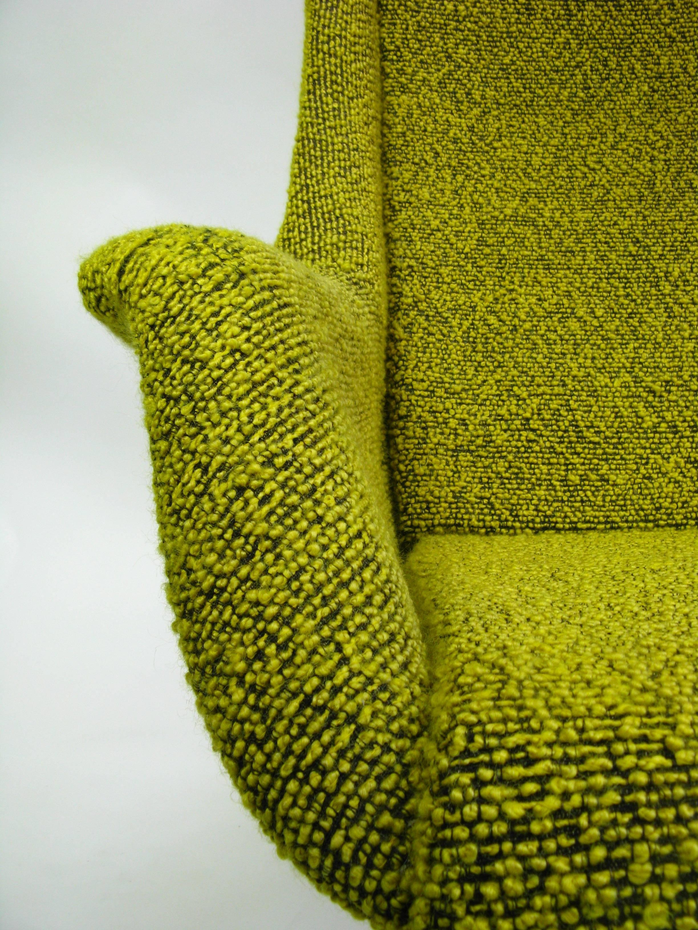 Mid-Century Modern Yellow and Green Wingback Armchair by Miroslav Navratil for Ton, 1960s
