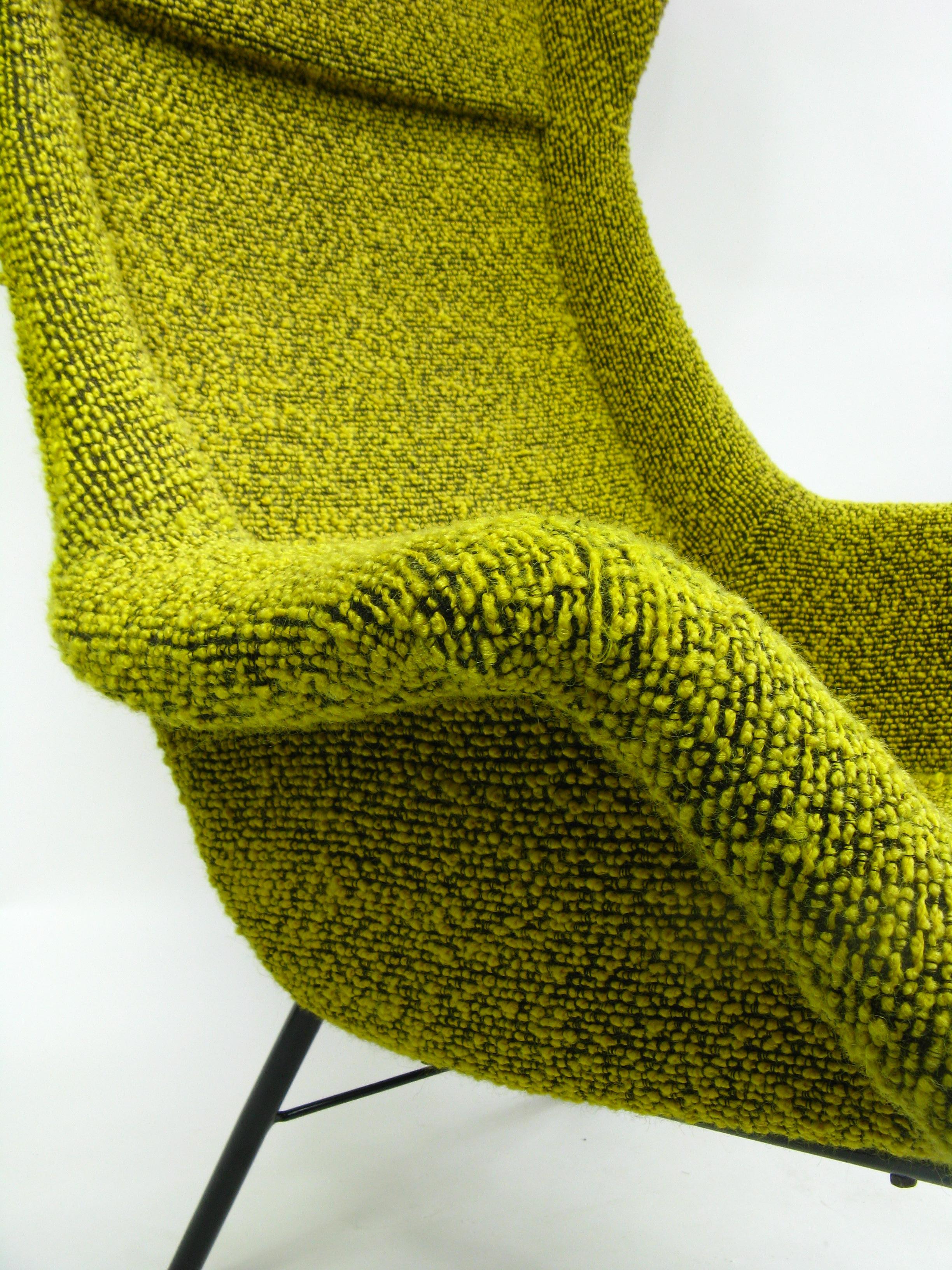 Czech Yellow and Green Wingback Armchair by Miroslav Navratil for Ton, 1960s For Sale