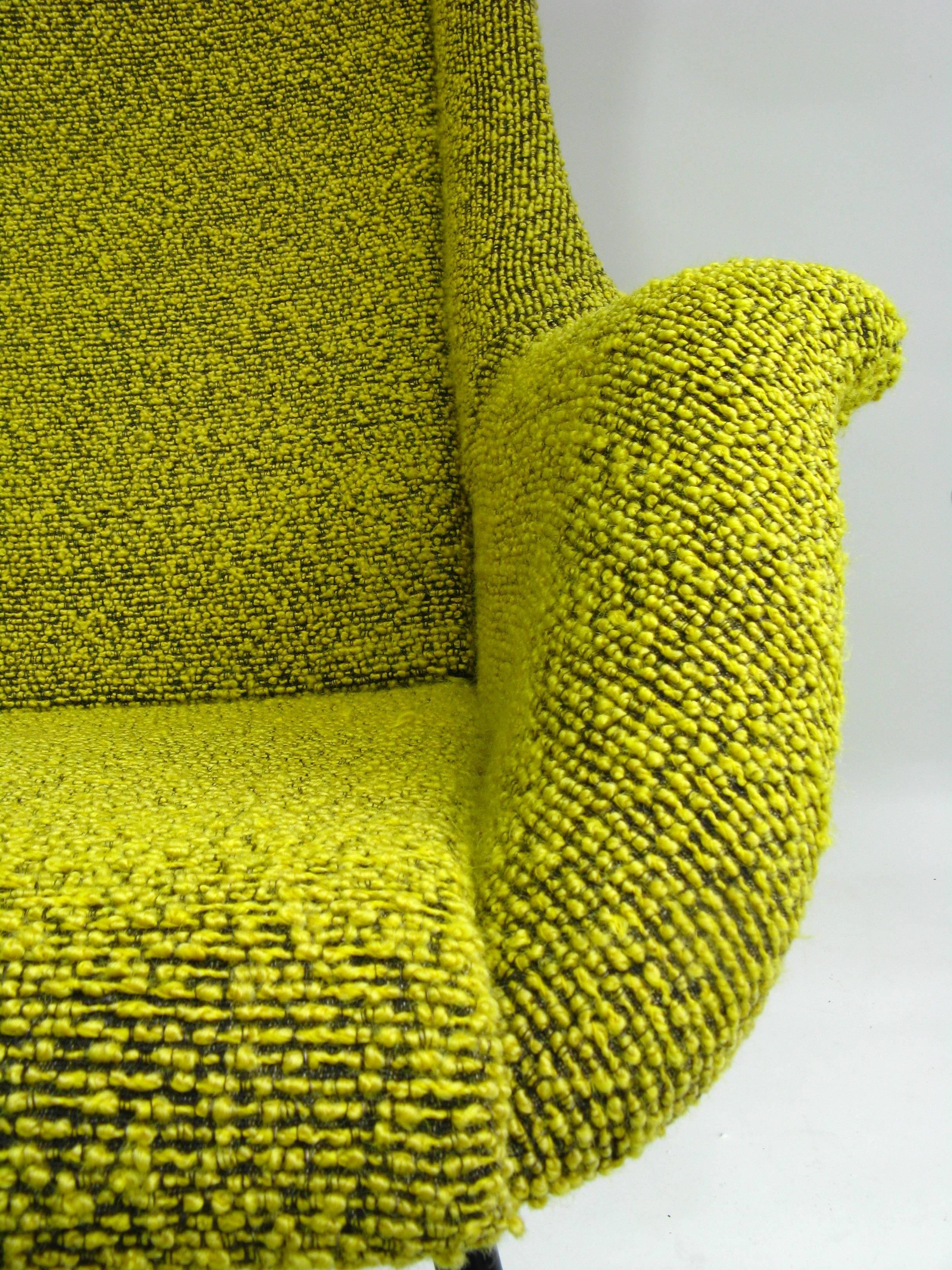 Czech Yellow and Green Wingback Armchair by Miroslav Navratil for Ton, 1960s