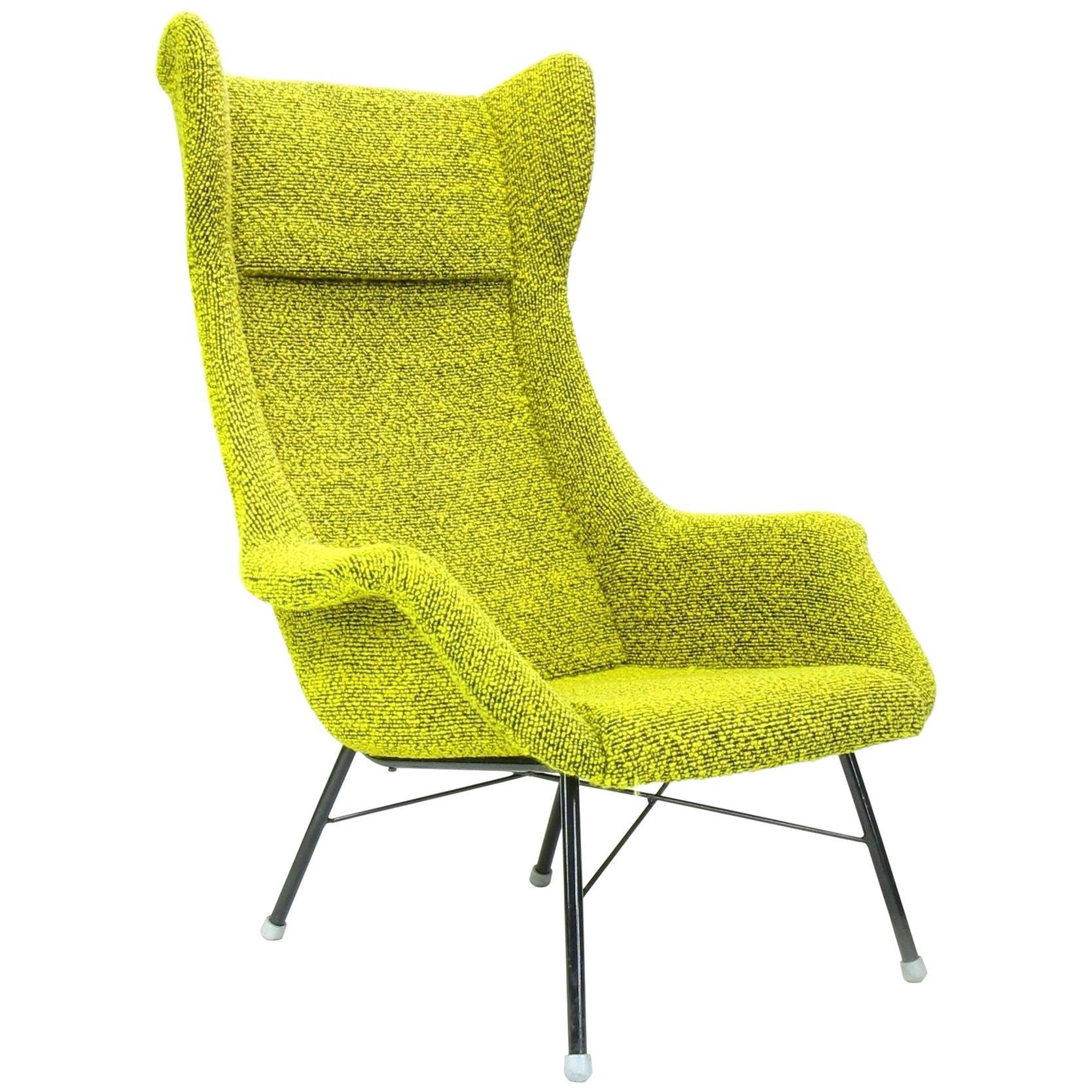 Yellow and Green Wingback Armchair by Miroslav Navratil for Ton, 1960s