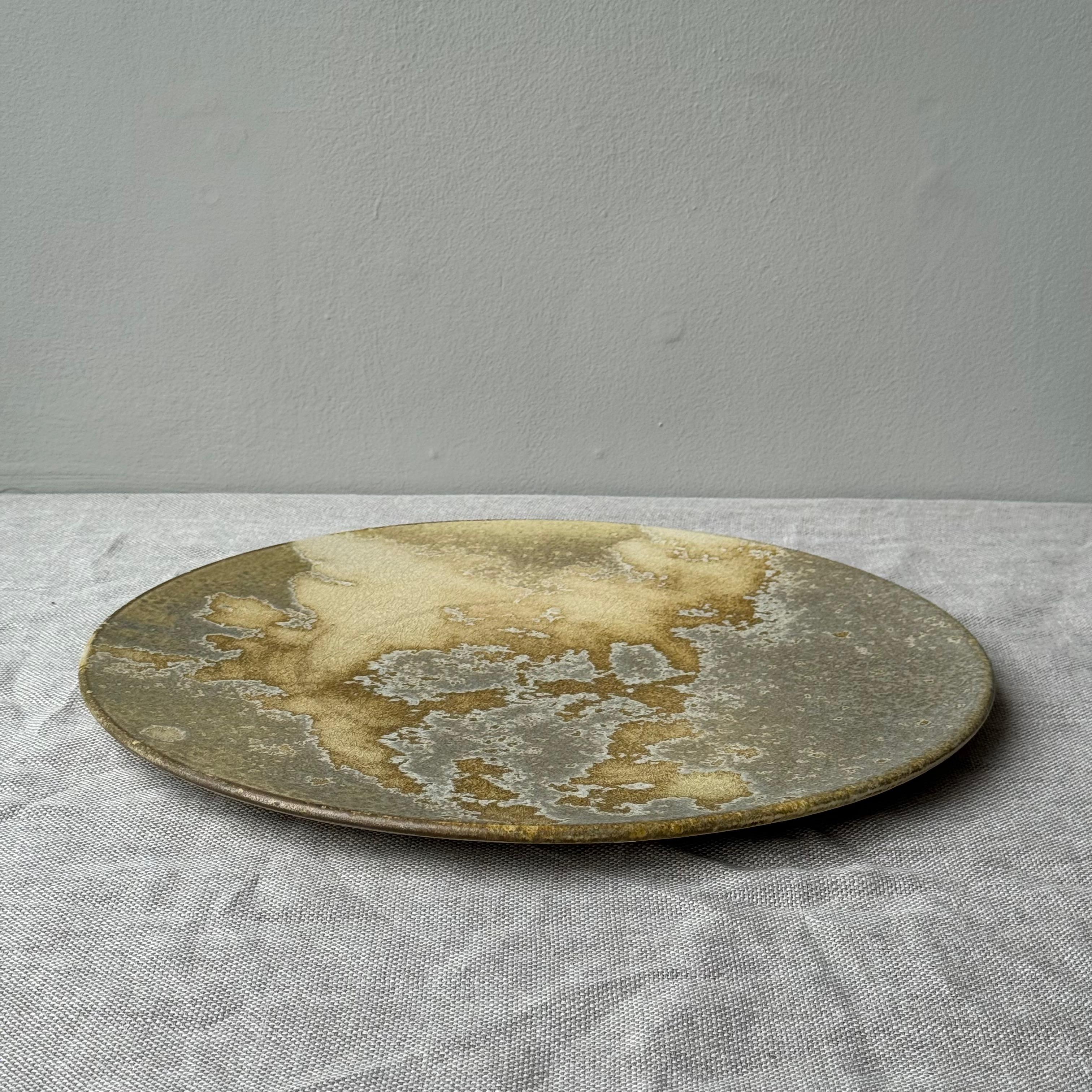 Danish Yellow and Grey Glazed Charger, K H Würtz, Denmark