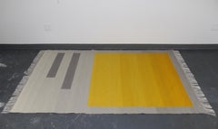 Bespoke Yellow and Grey Wool Handwoven Rug or Kilim, Natural Dye