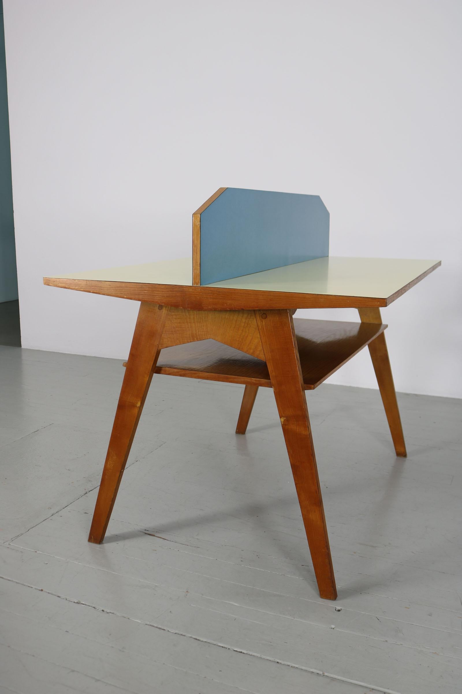 Yellow and Light Blue Italian Double Desk, 1950s 4