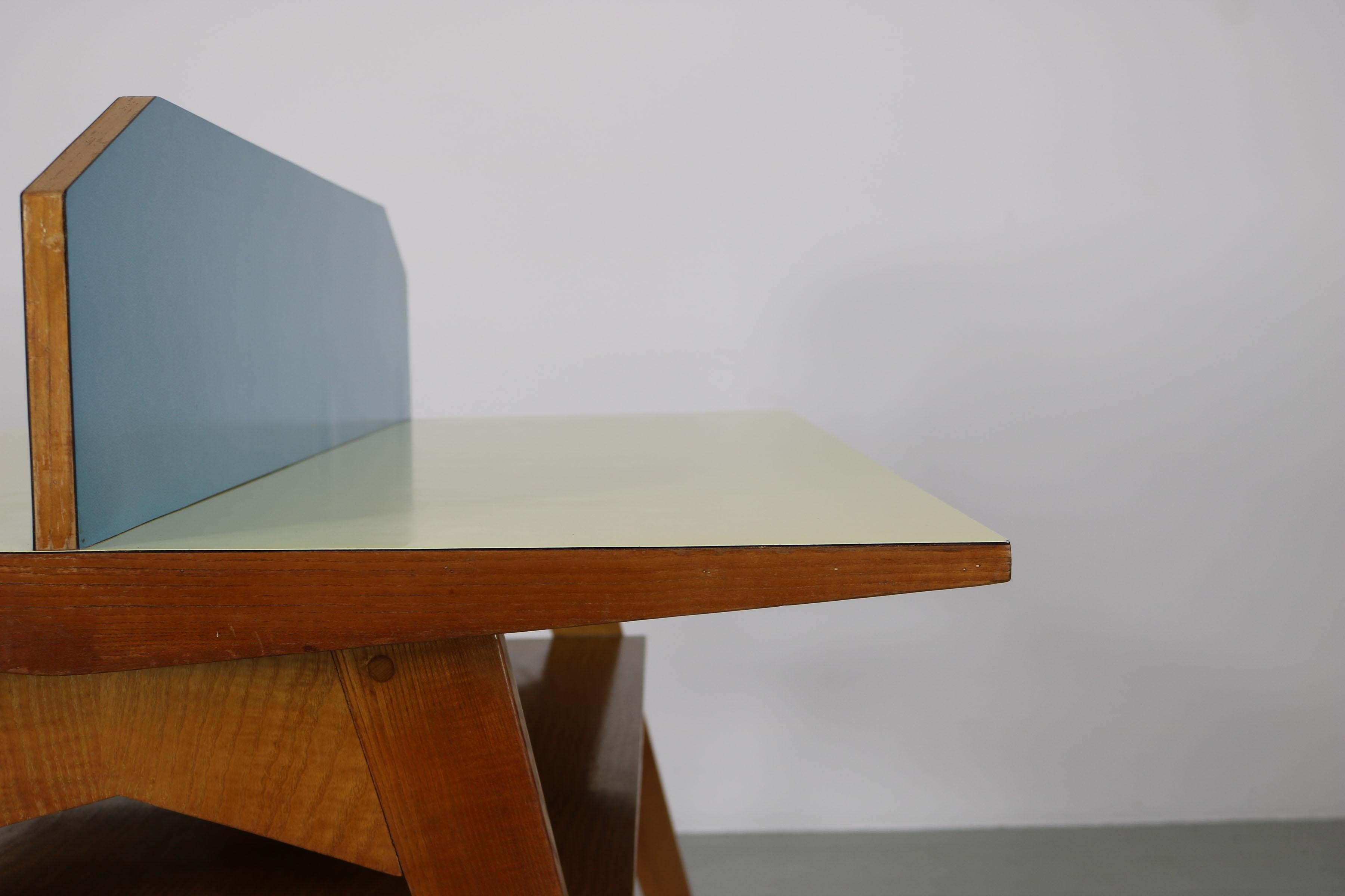 Yellow and Light Blue Italian Double Desk, 1950s 6