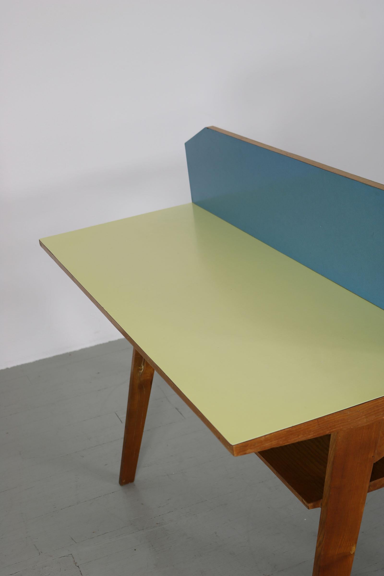 Yellow and Light Blue Italian Double Desk, 1950s 11