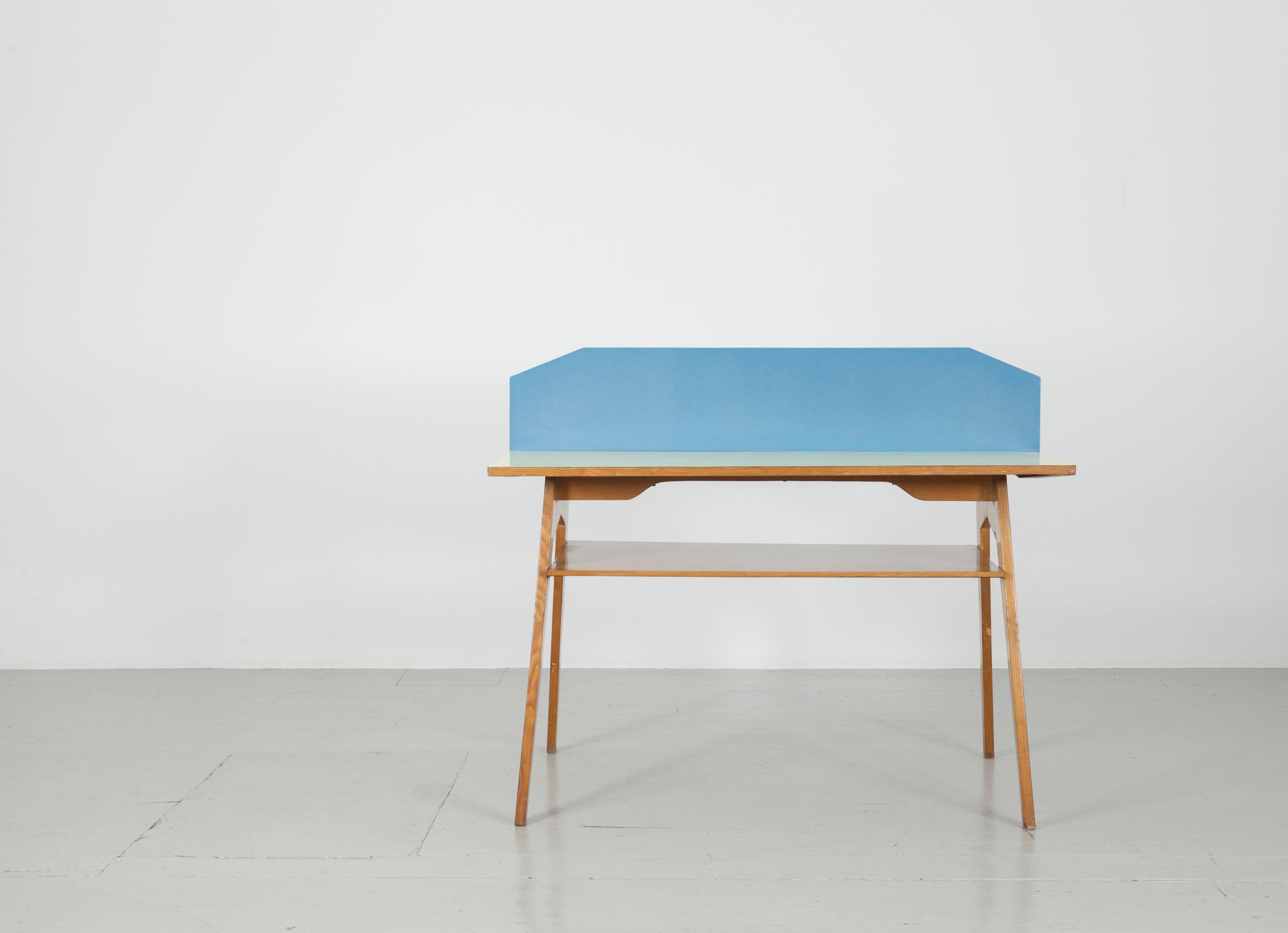 Yellow and Light Blue Italian Double Desk, 1950s 1