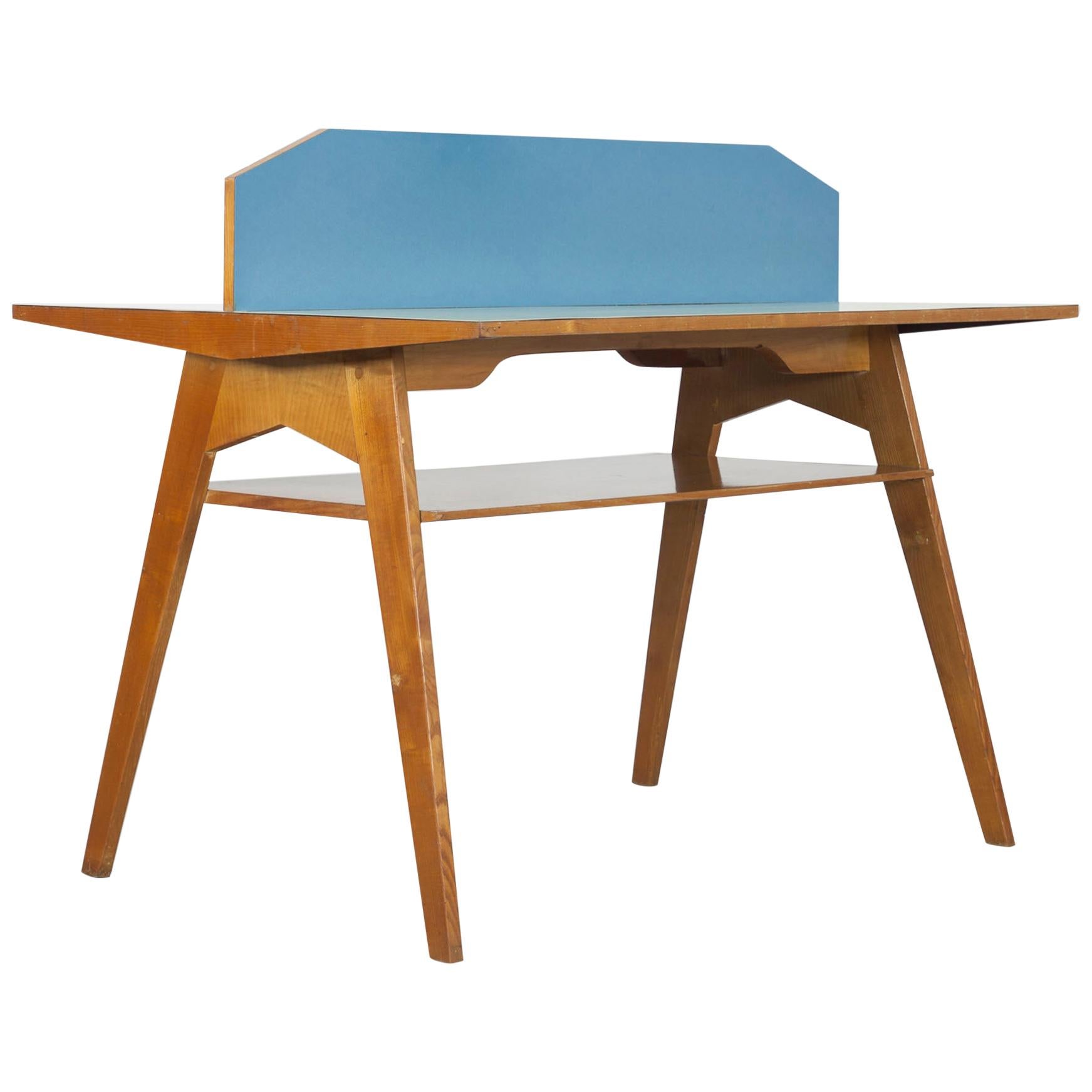 Yellow and Light Blue Italian Double Desk, 1950s