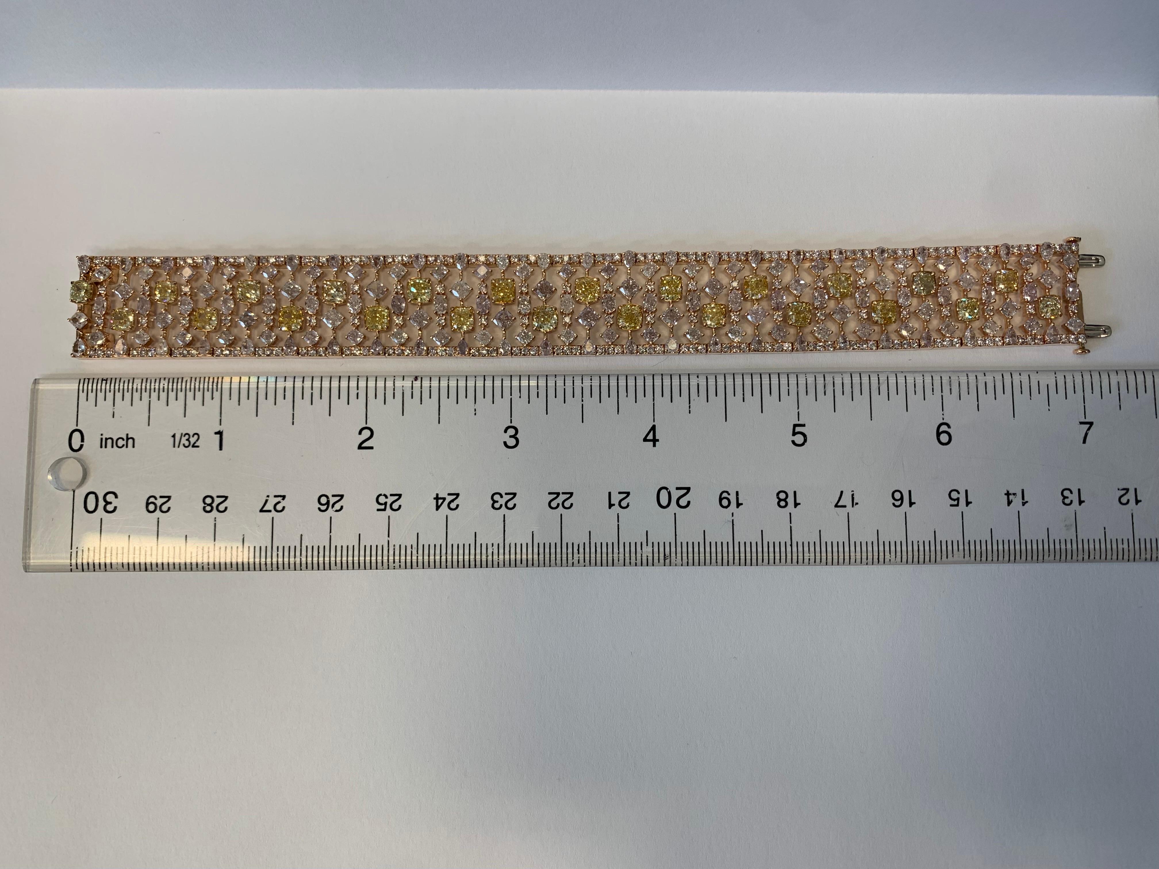 Yellow and Light Diamond Bracelet Set in 18K Rose Gold 4
