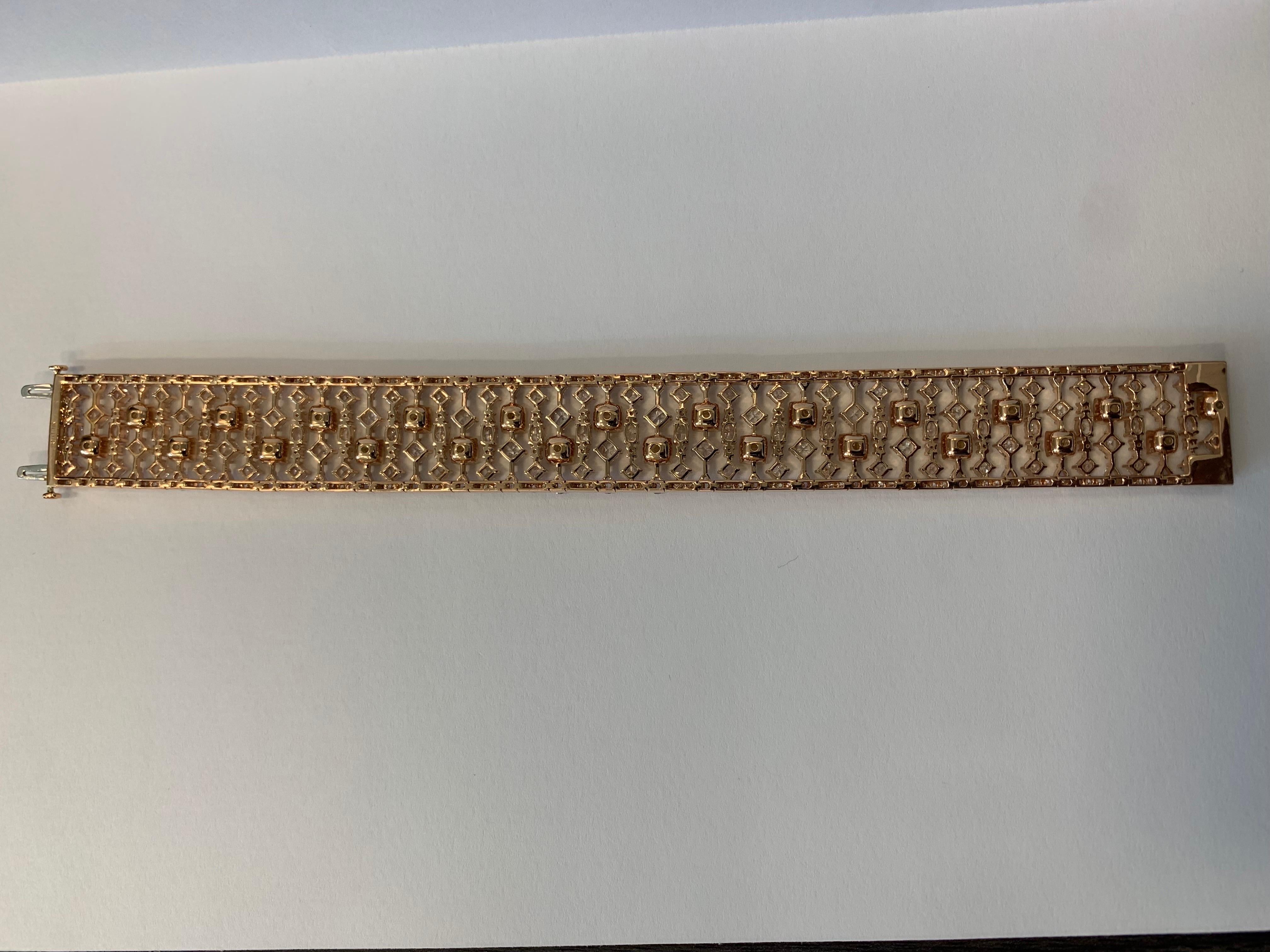Gelbes und helles Diamantarmband aus 18 Karat Roségold (Zeitgenössisch)