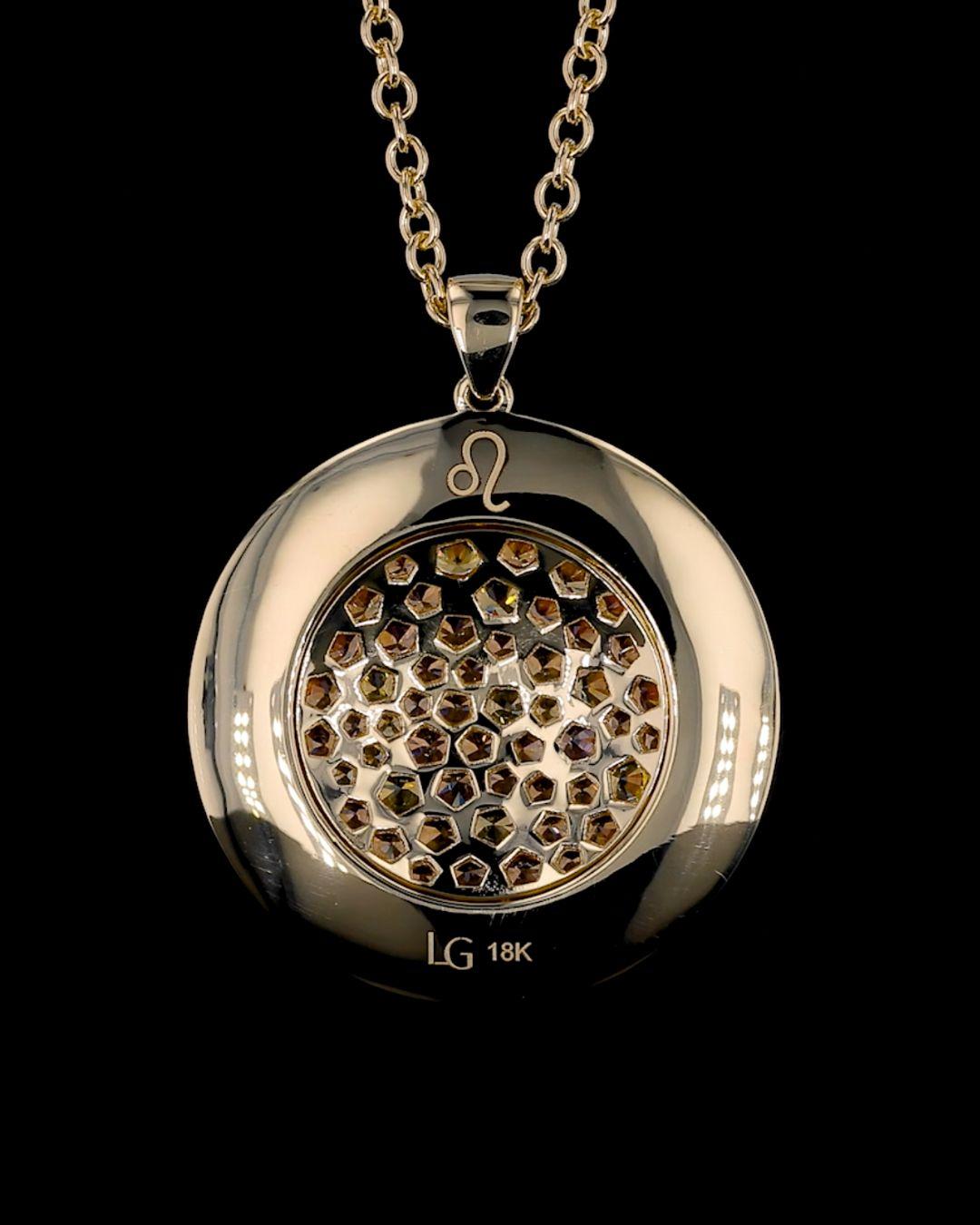 Sonnenhalskette aus 18 Karat Gelbgold mit gelbem und orangefarbenem Saphir im Zustand „Neu“ im Angebot in Los Angeles, US