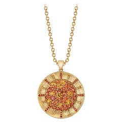 Collar Sol Zafiro Amarillo y Naranja Oro Amarillo 18K