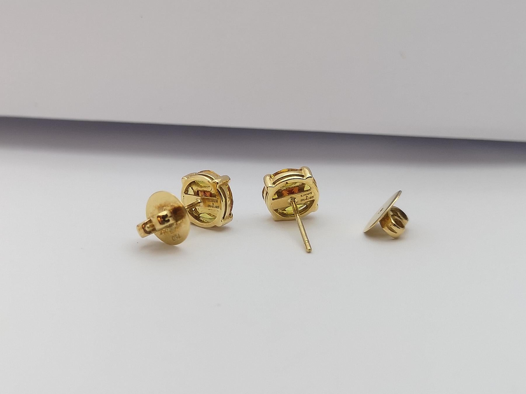 Orecchini di zaffiri gialli e arancioni con montatura in oro 18 carati in vendita 2