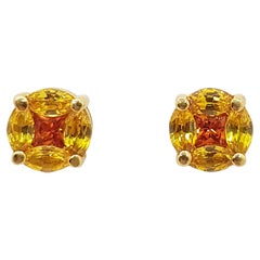 Ohrringe mit gelben und orangefarbenen Saphiren in 18 Karat Goldfassungen gefasst