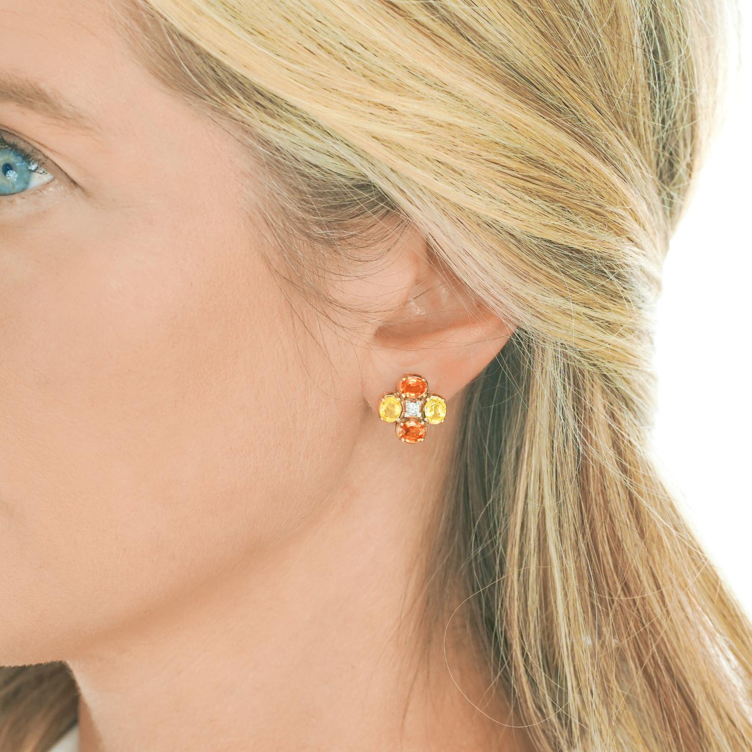 orange sapphire earrings